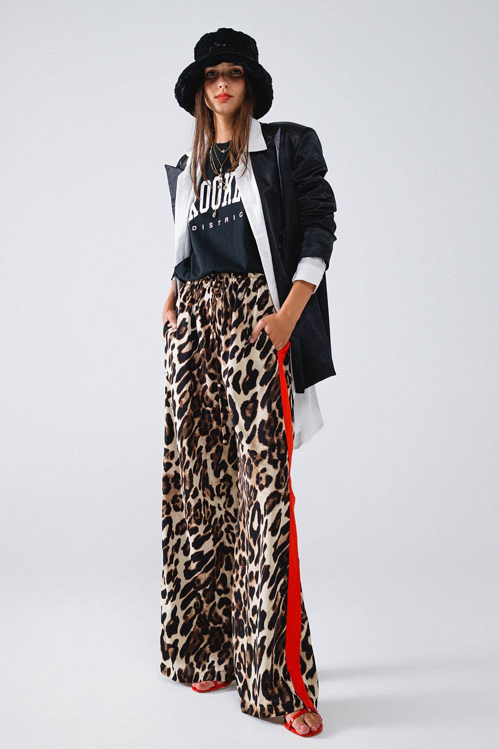 Leopard Straight Leg Silk Pants