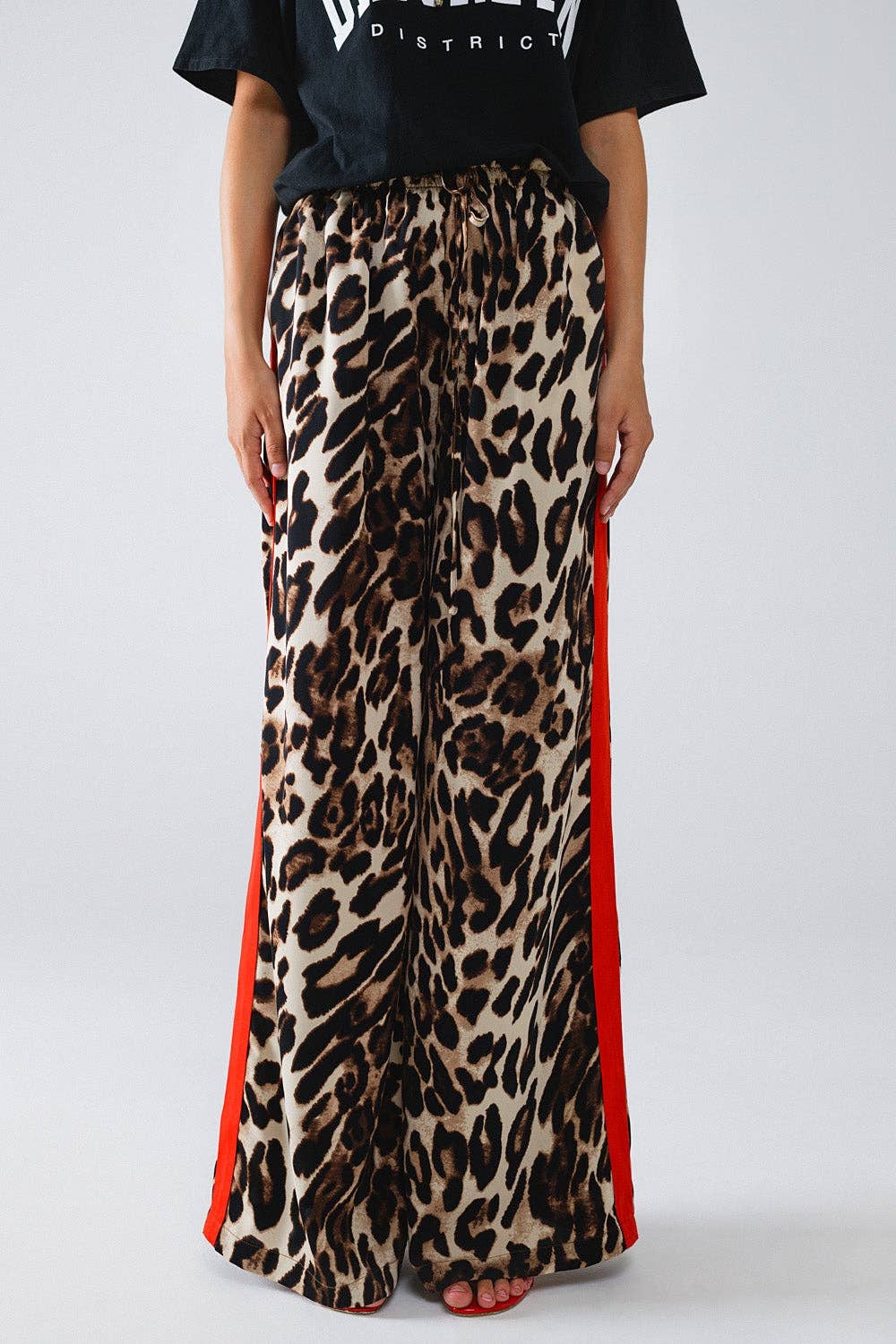 Leopard Straight Leg Silk Pants