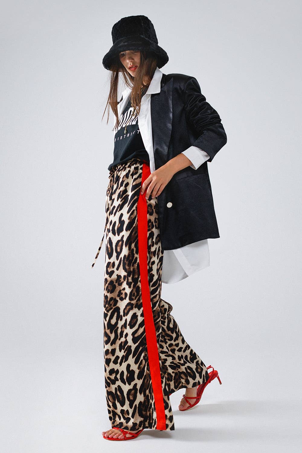 Leopard Straight Leg Silk Pants