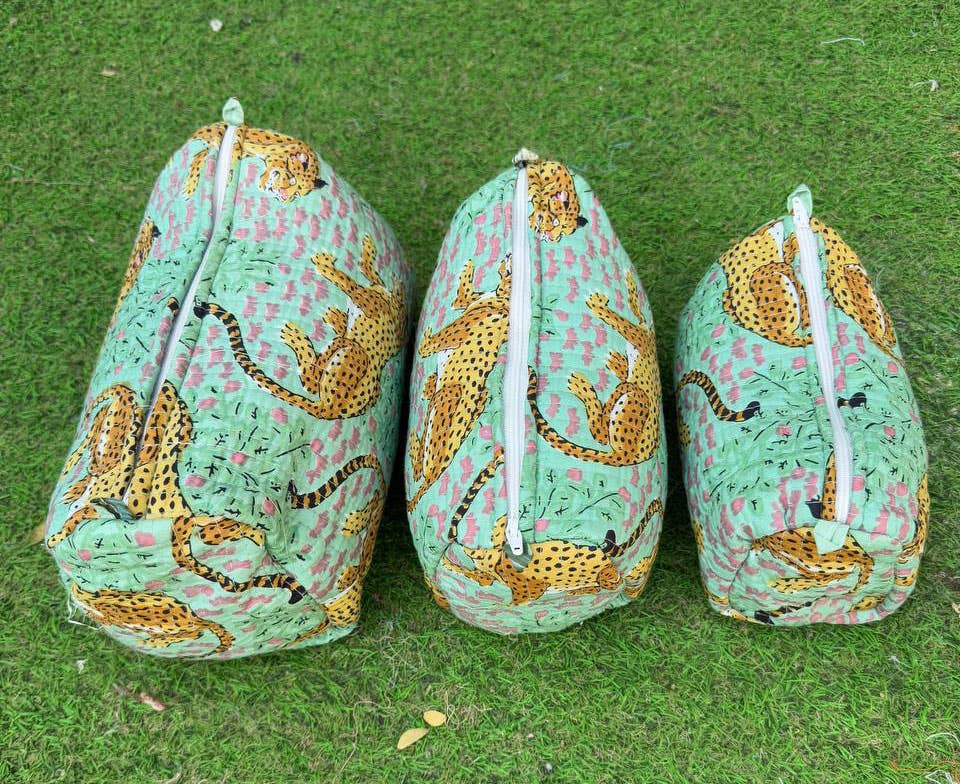 Tiger Quilted Makeup Bag
