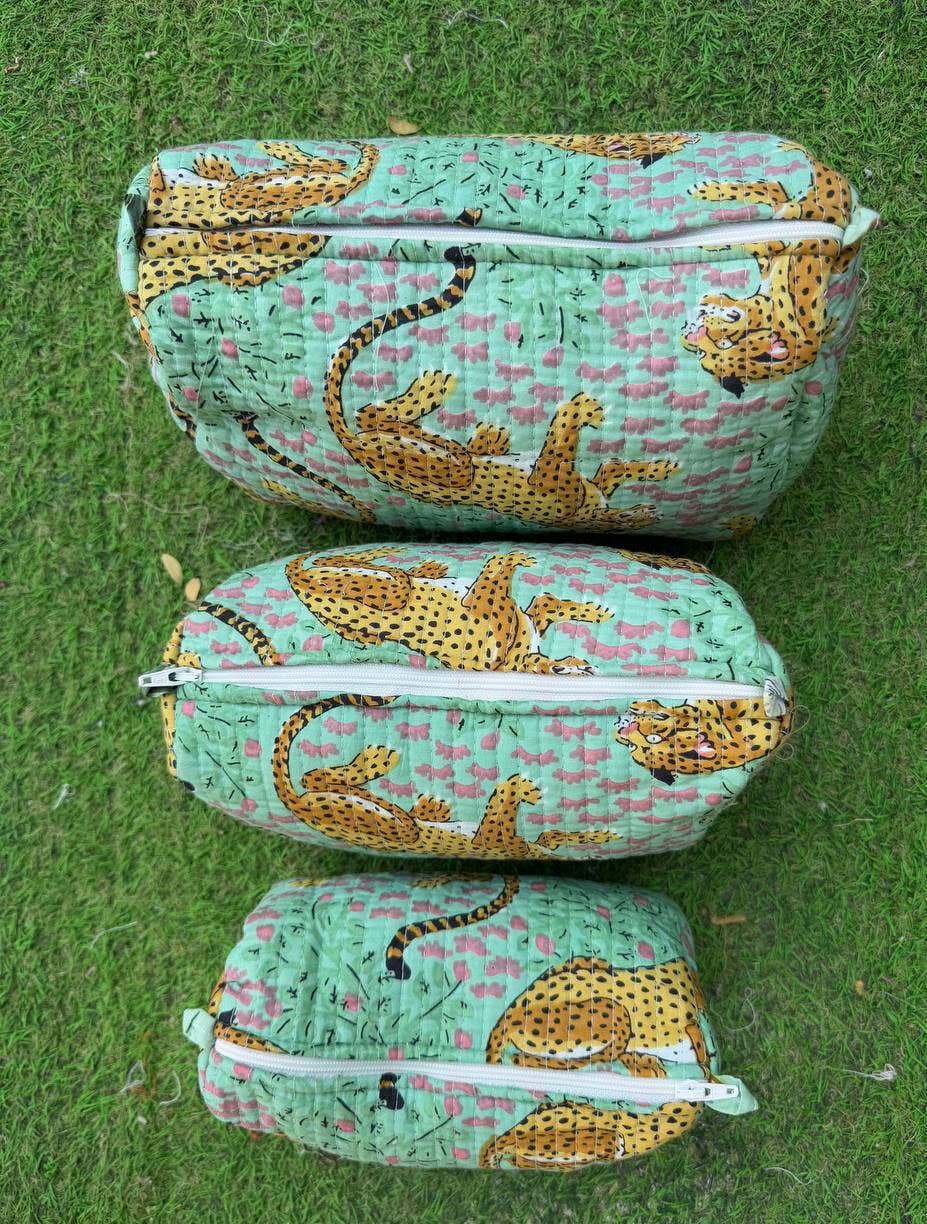 Tiger Quilted Makeup Bag