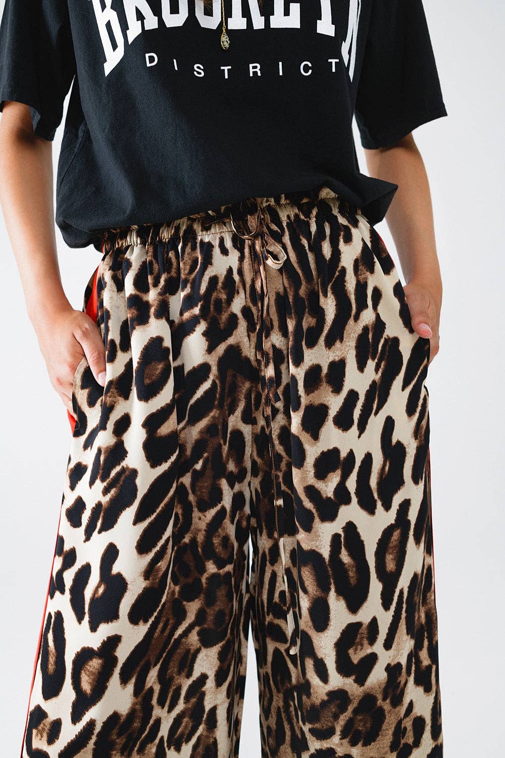 Leopard Straight Leg Silk Pants