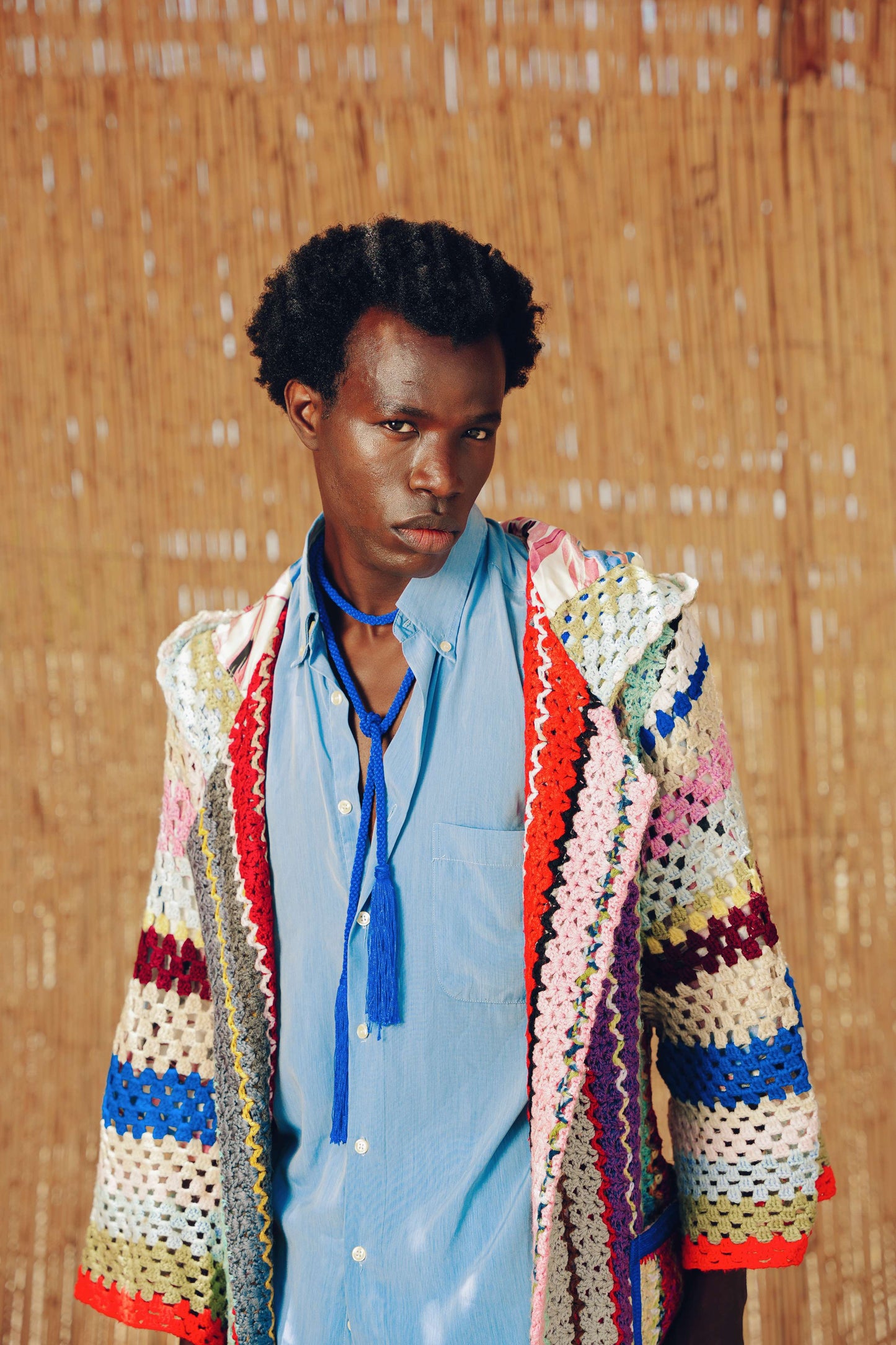 Atlas Thread Hooded Crochet Trench Coat - Bloom