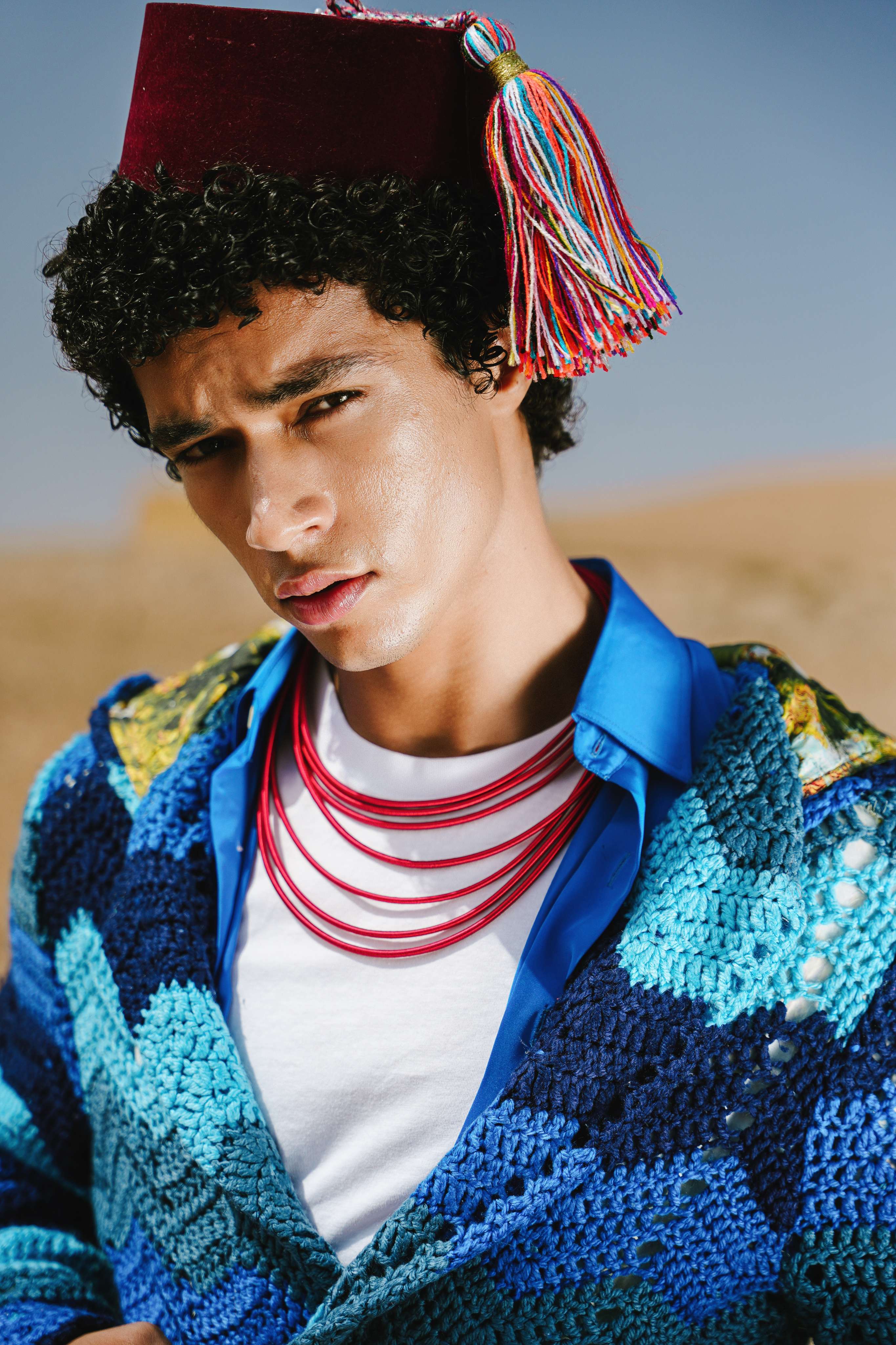Atlas Thread Hooded Crochet Trench Coat - Tangier