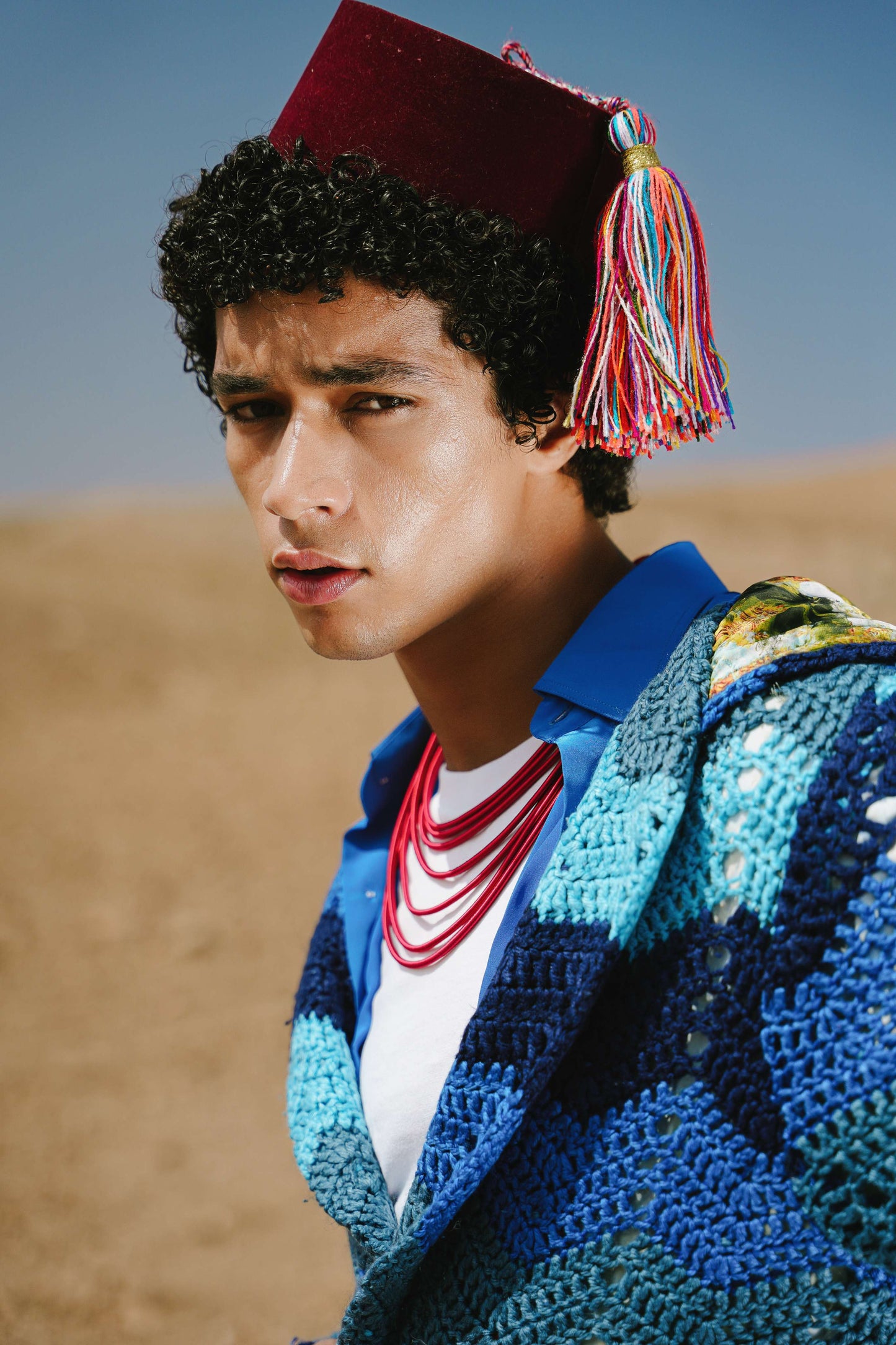 Atlas Thread Hooded Crochet Trench Coat - Tangier