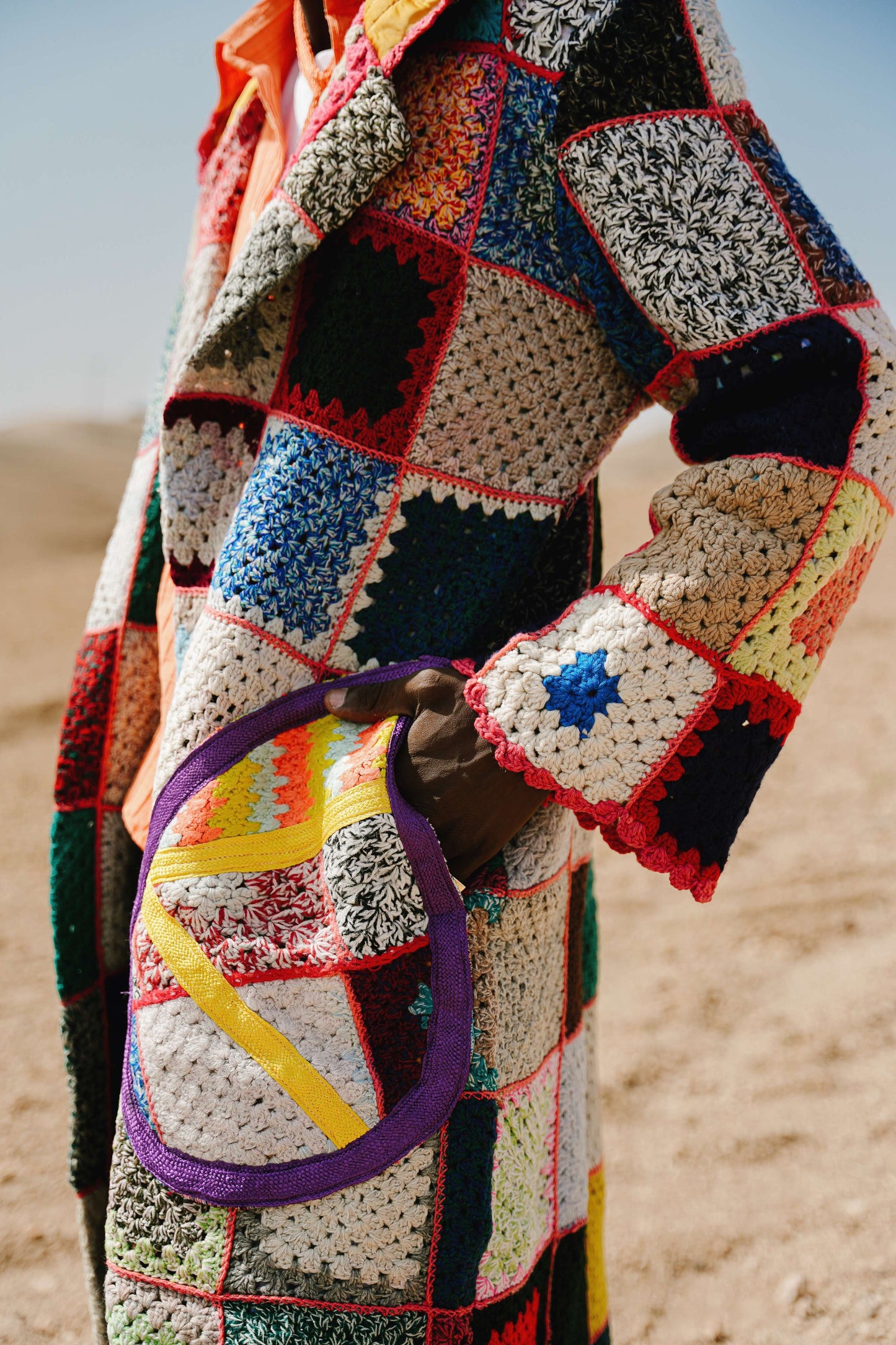 Atlas Thread Hooded Crochet Trench Coat - Zellige