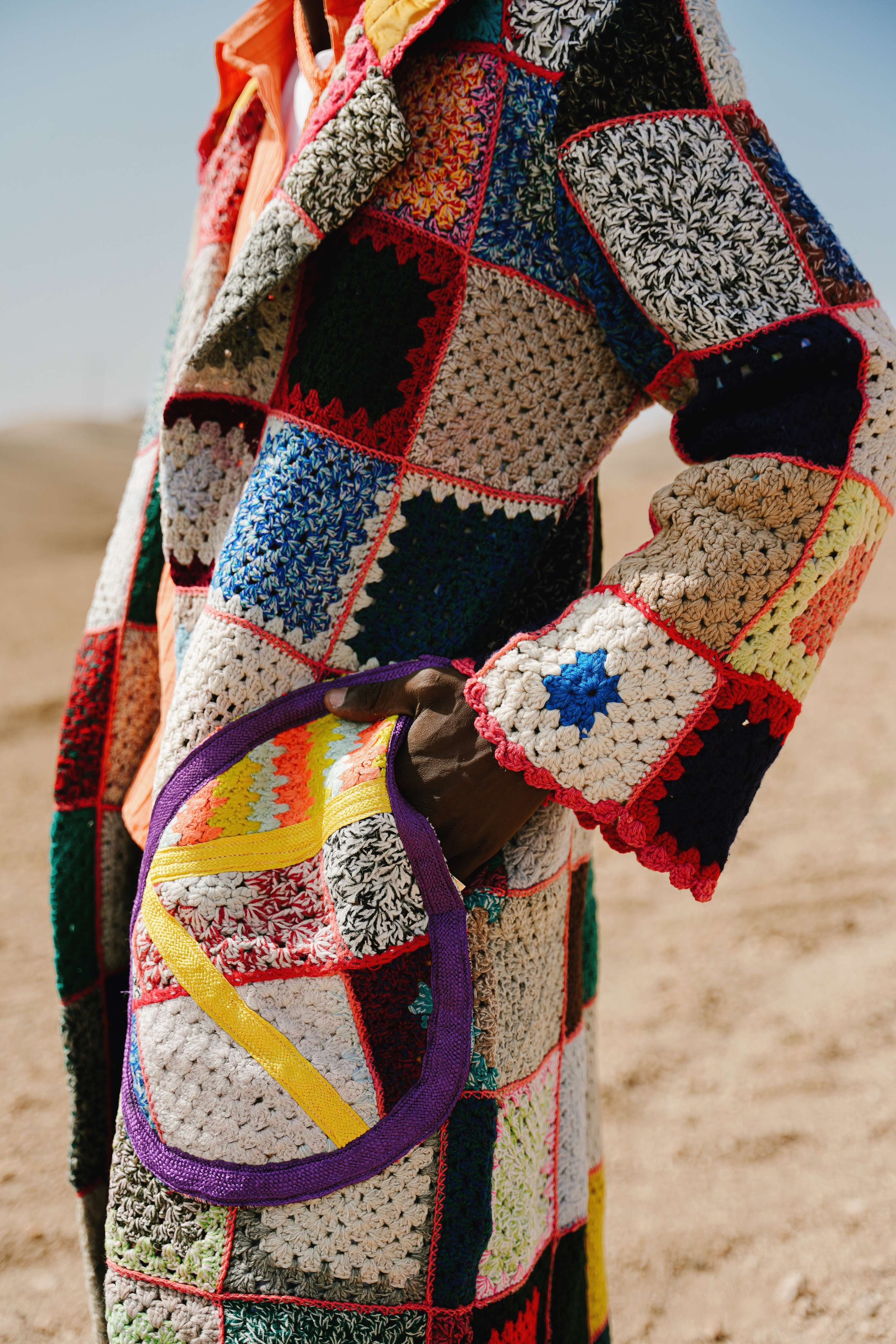 Atlas Thread Hooded Crochet Trench Coat - Zellige