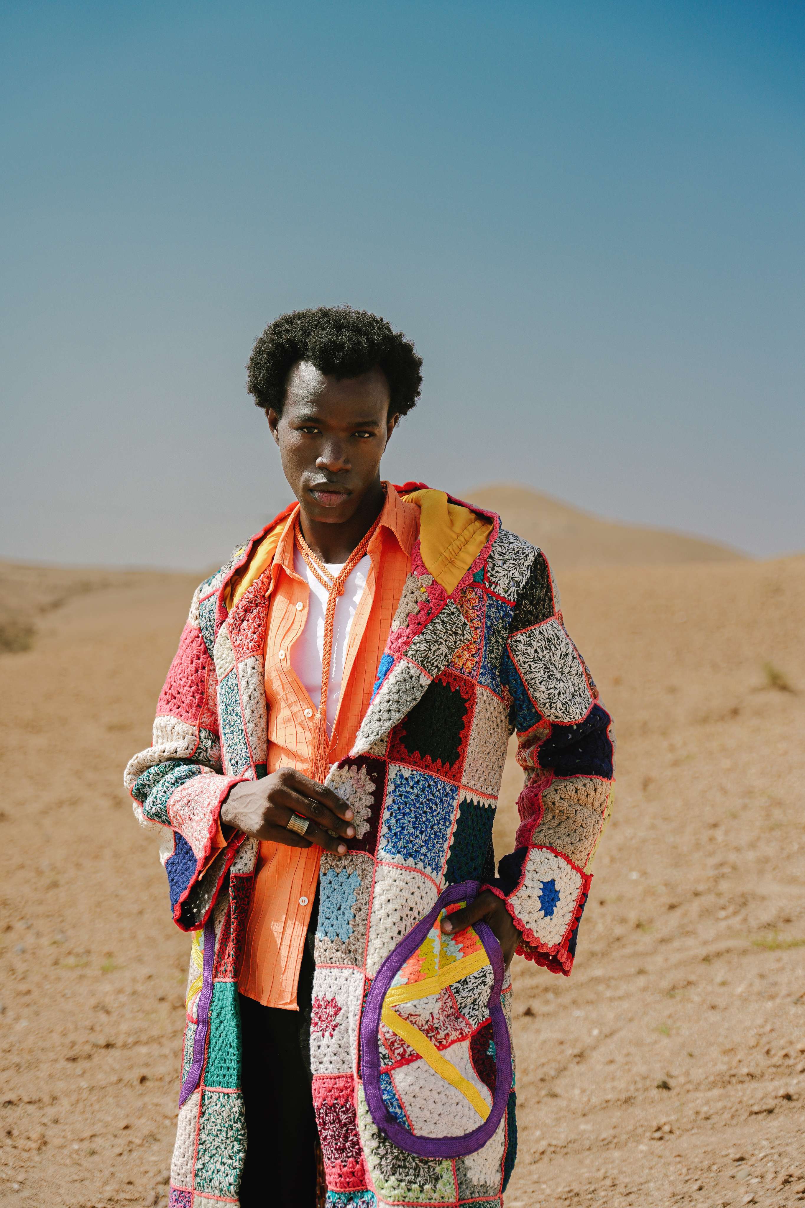 Atlas Thread Hooded Crochet Trench Coat - Zellige