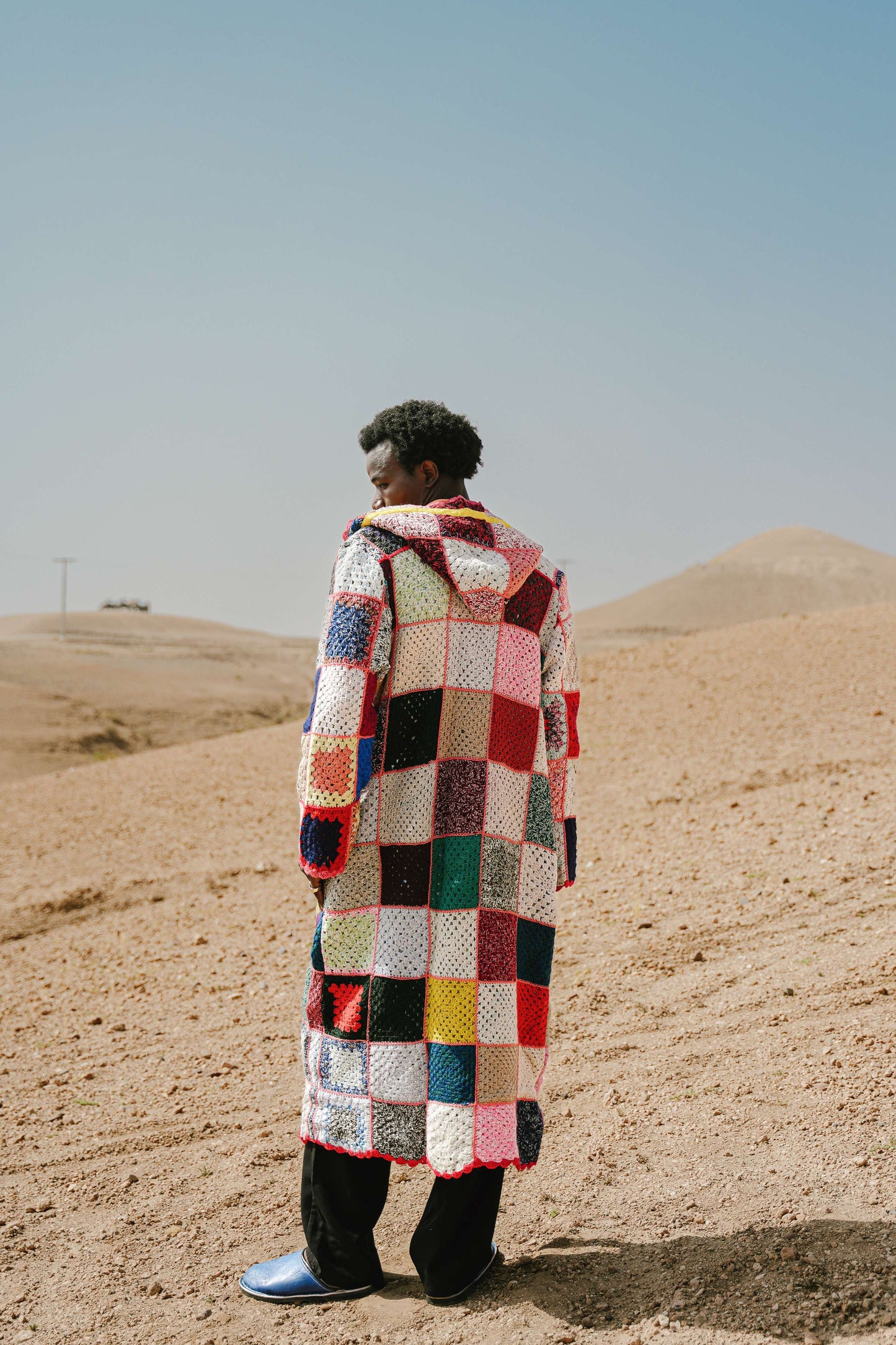 Atlas Thread Hooded Crochet Trench Coat - Zellige