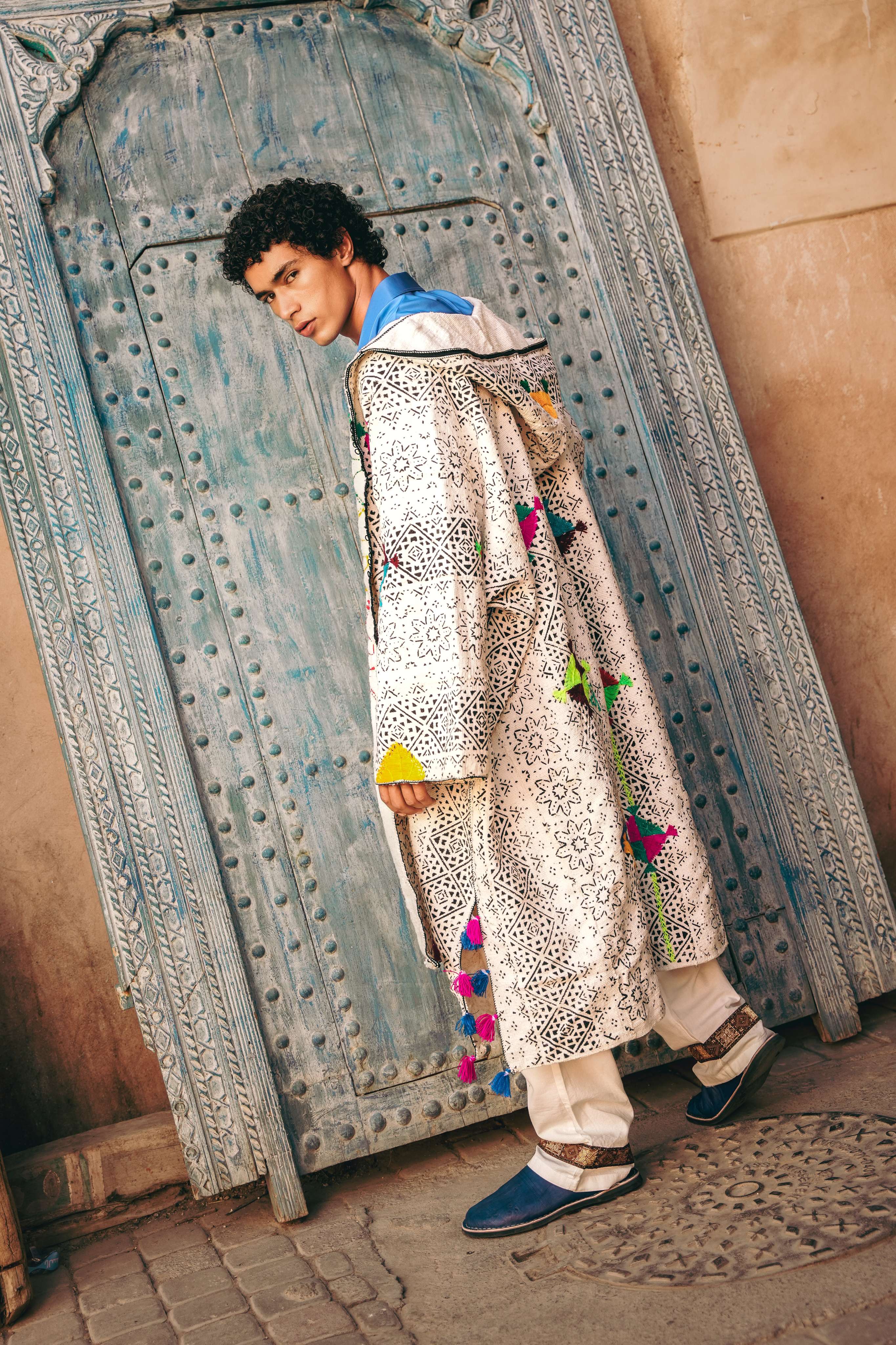 White Sands Hooded Mud Cloth Poncho
