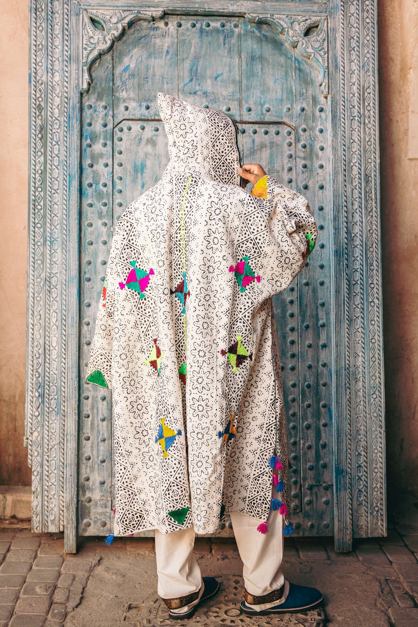 White Sands Hooded Mud Cloth Poncho