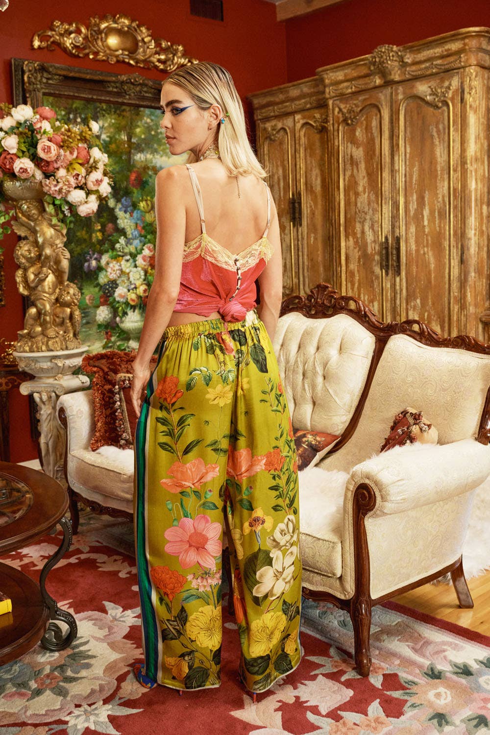 French Riviera Pants: Olive Floral