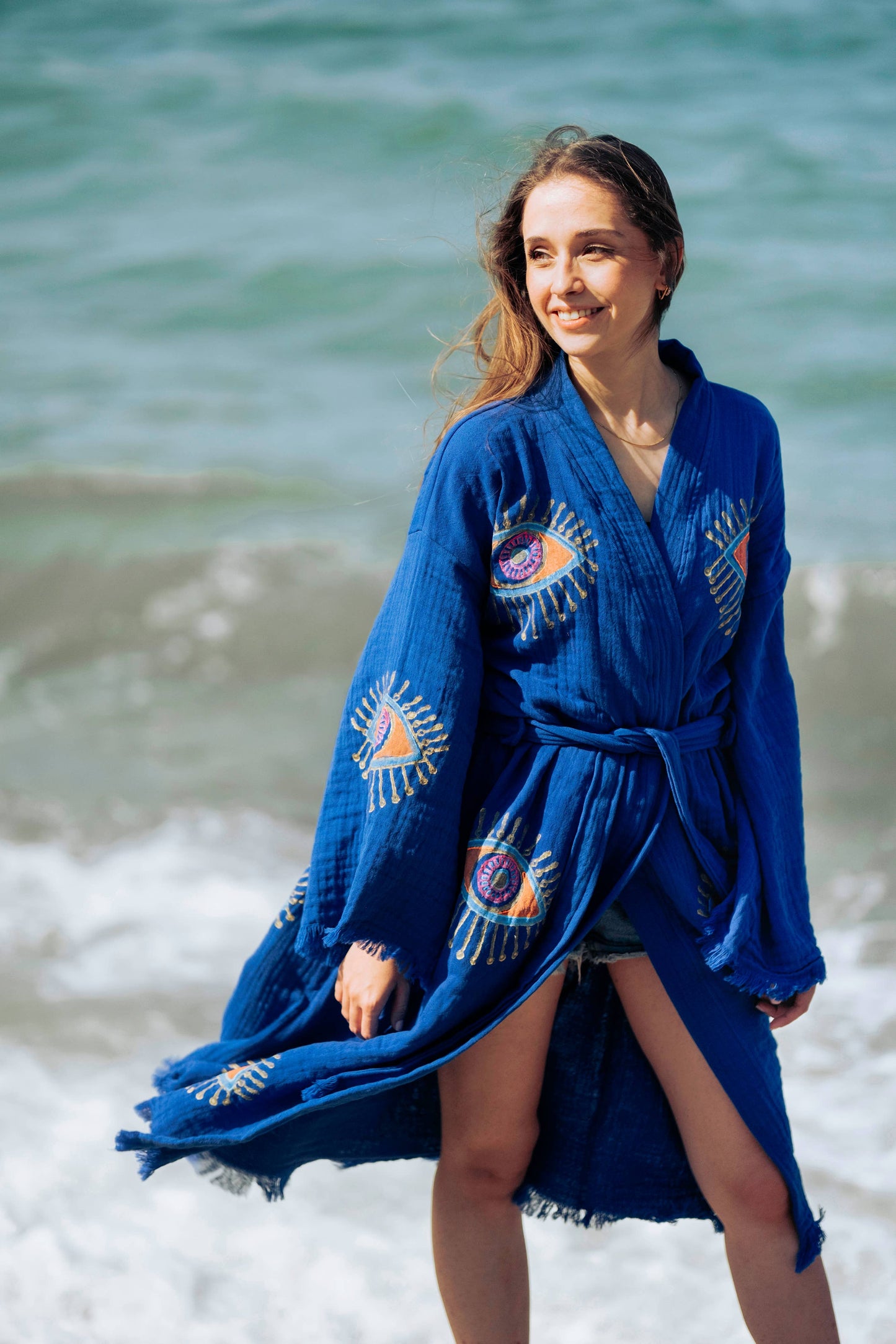 Evil Eye Kimono-Pink/Black