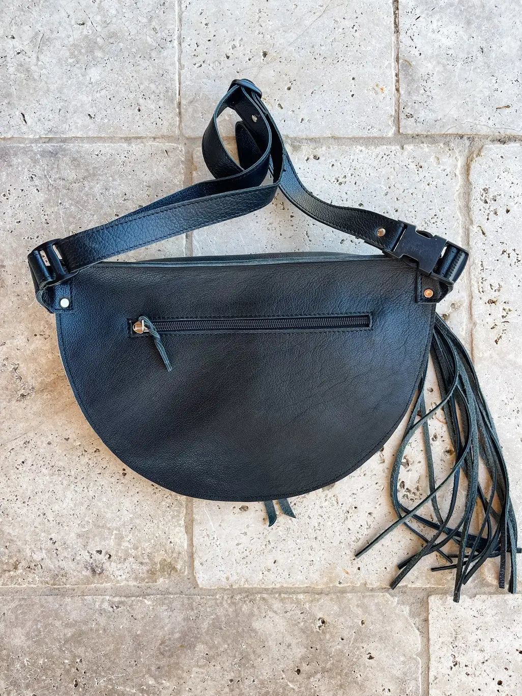 Wild West Black Leather Fanny Pack
