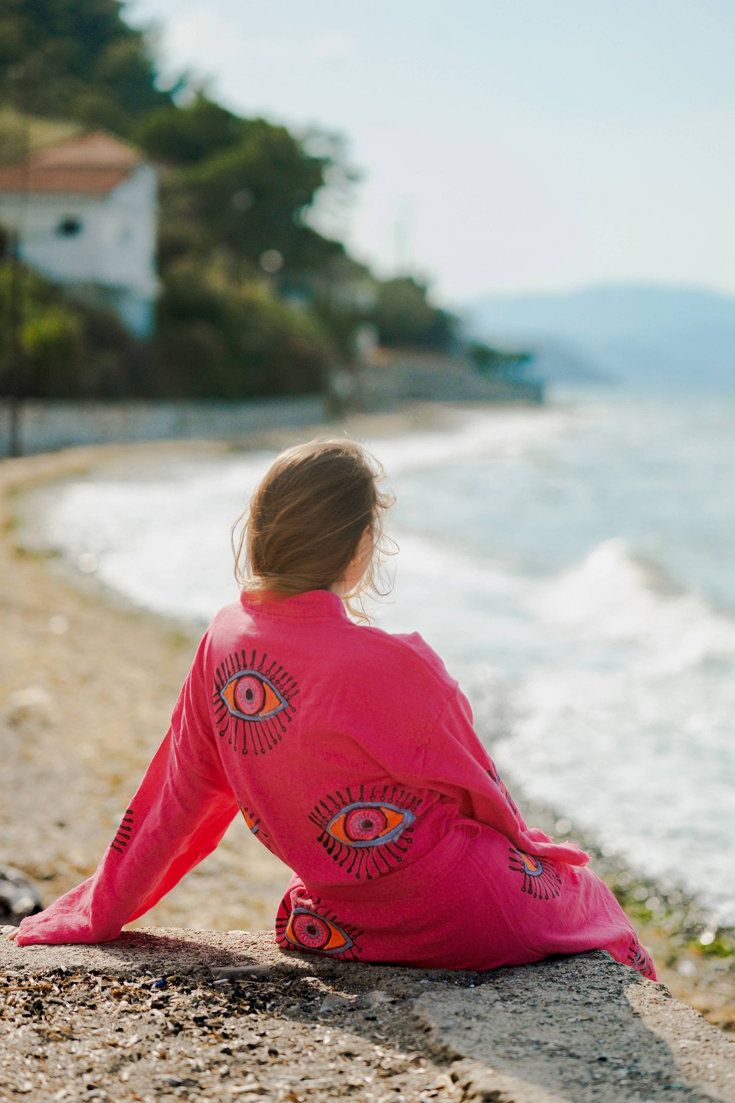 Evil Eye Kimono-Pink/Black