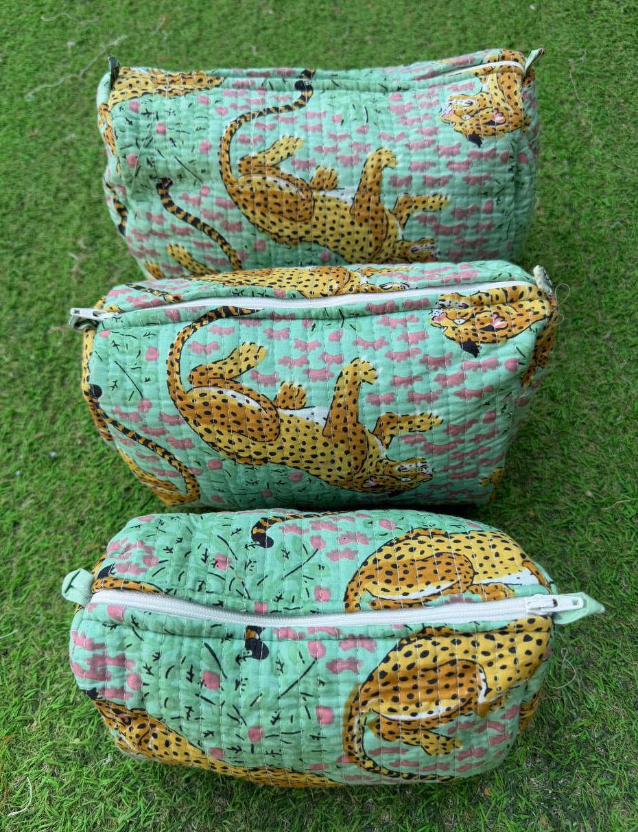 Tiger Quilted Makeup Bag