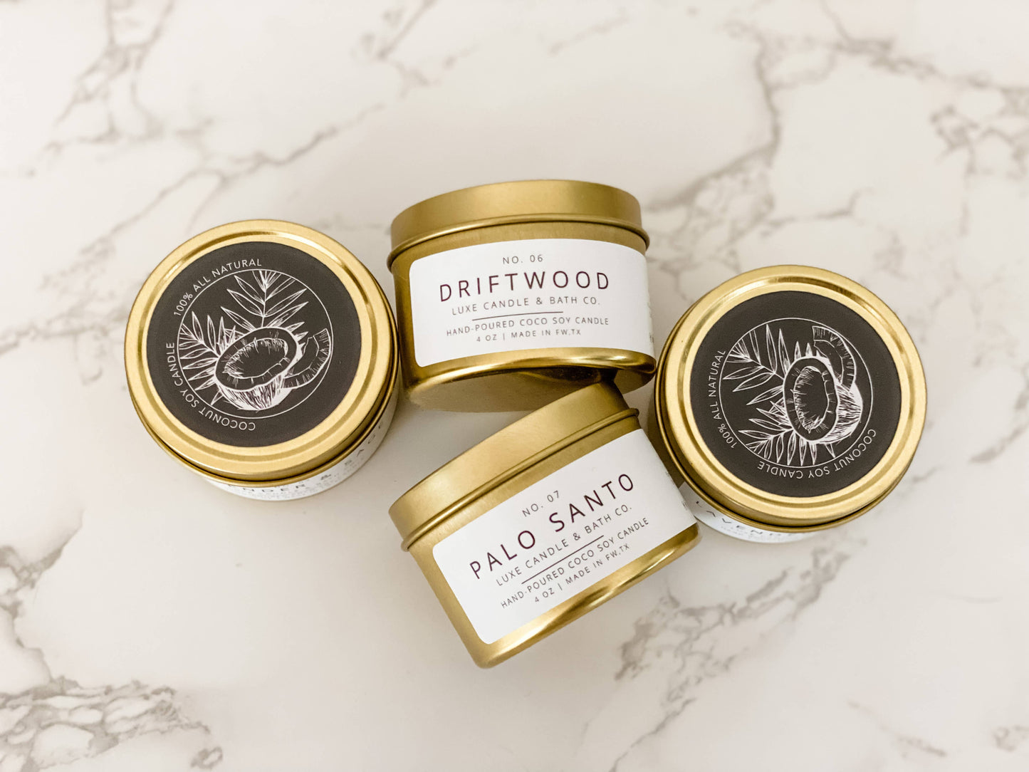 Luxe Gold Travel Tin Candle: Palo Santo