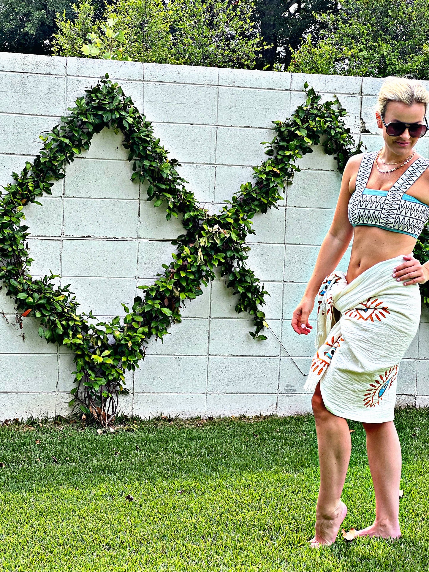 Turkish Sarong Towel: Turquoise Multi Eye