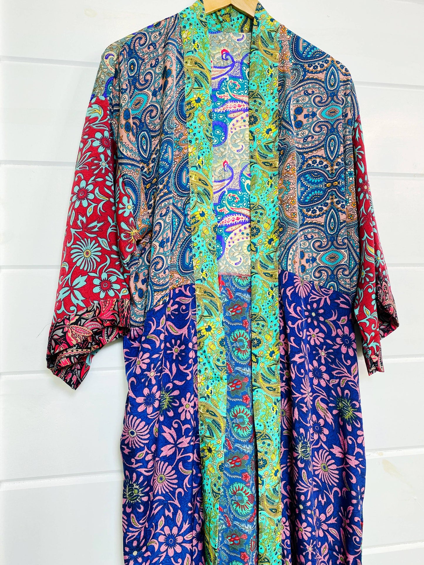 Silk Kimono Robes | Patchwork Kimonos Robes | Full Length: Plus Size (US Sizes 14-22)