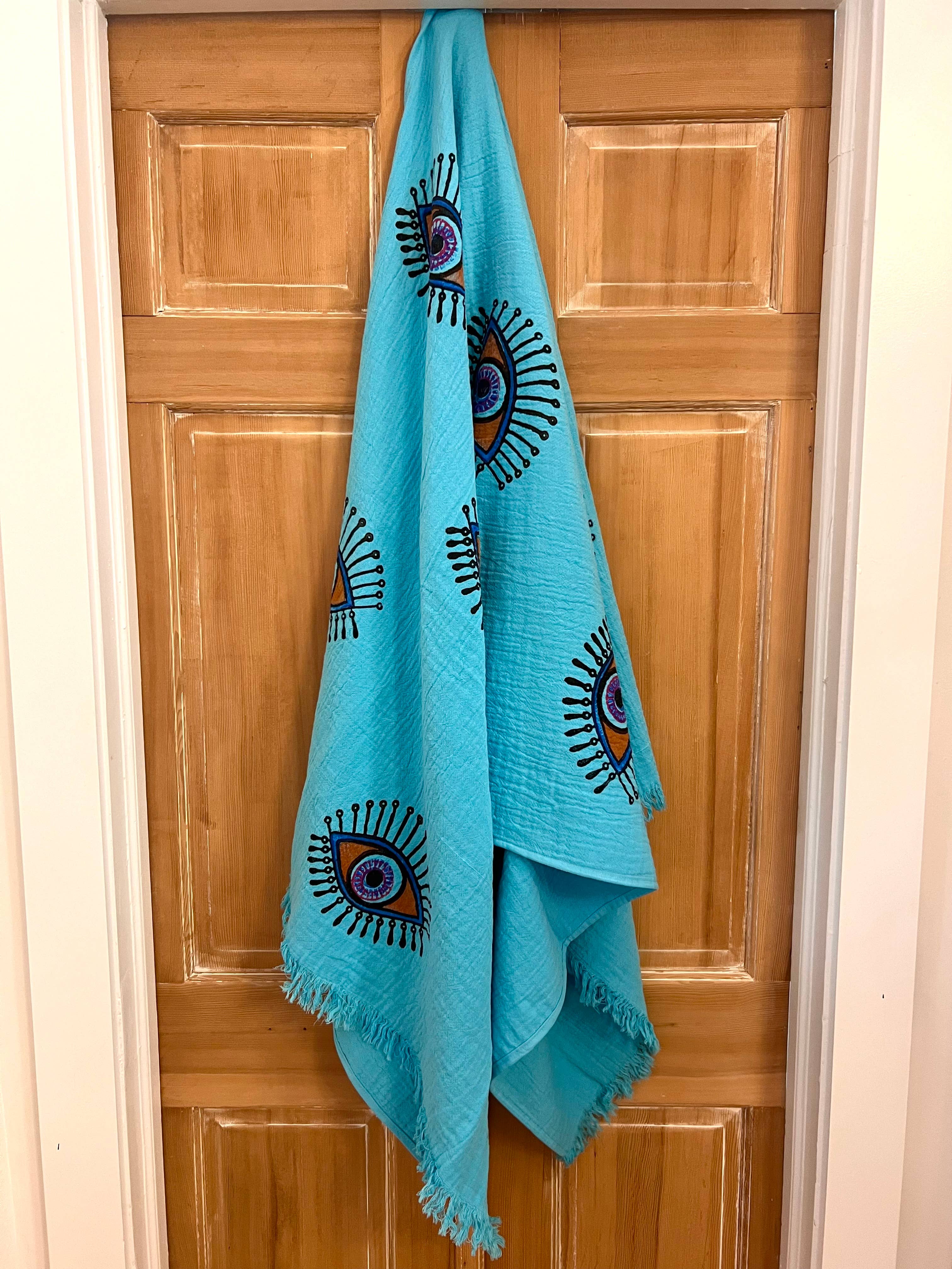 Turkish Sarong Towel: Turquoise Multi Eye