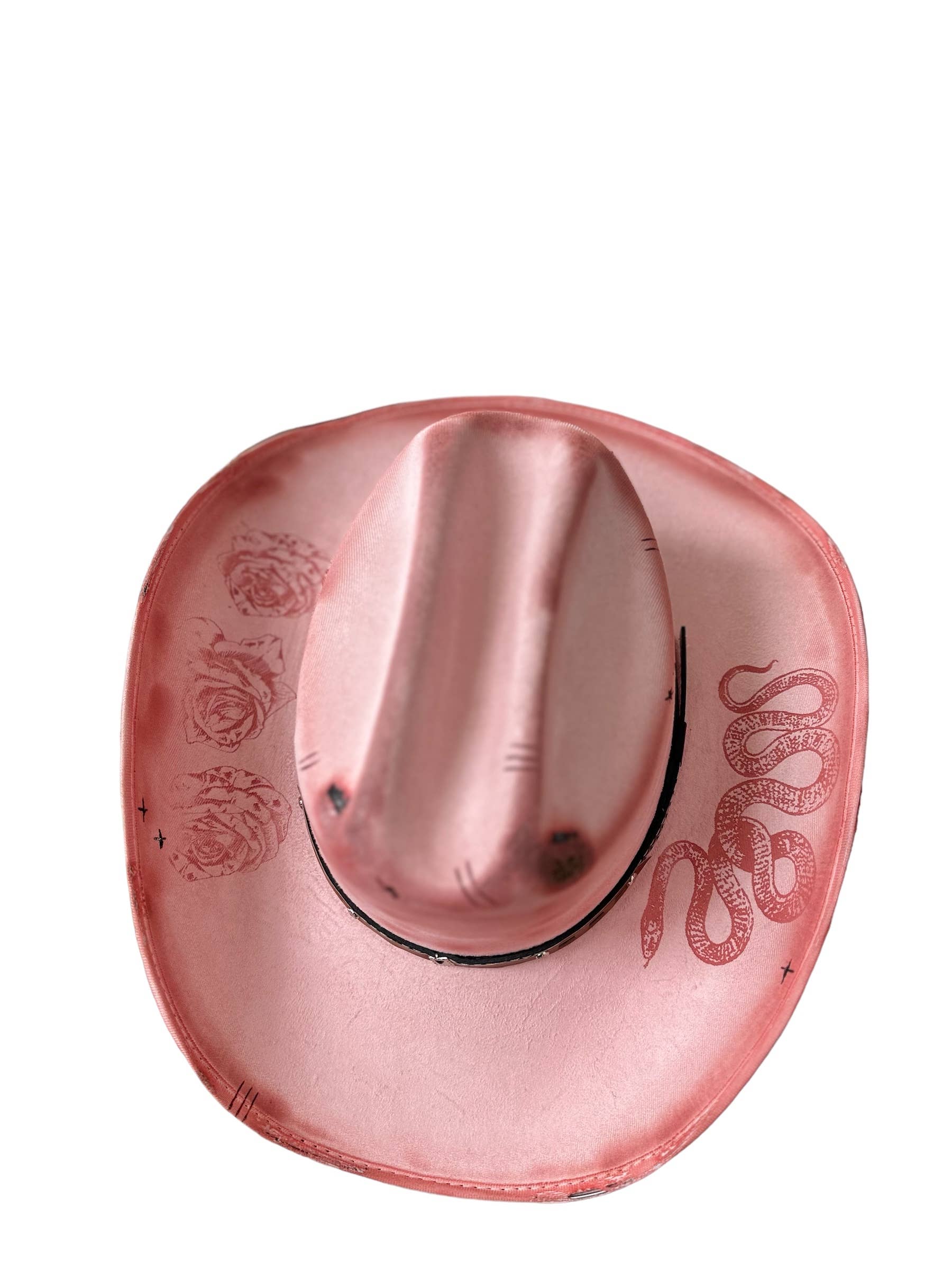 Rose & Snake Cowboy Hat Western Hat Custom Hat: Pink