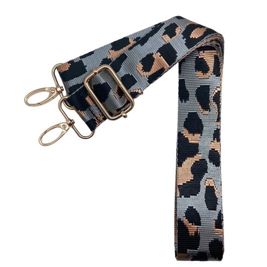 Be Bold Bag Strap - Skinny Leopard: Stormy / Gold