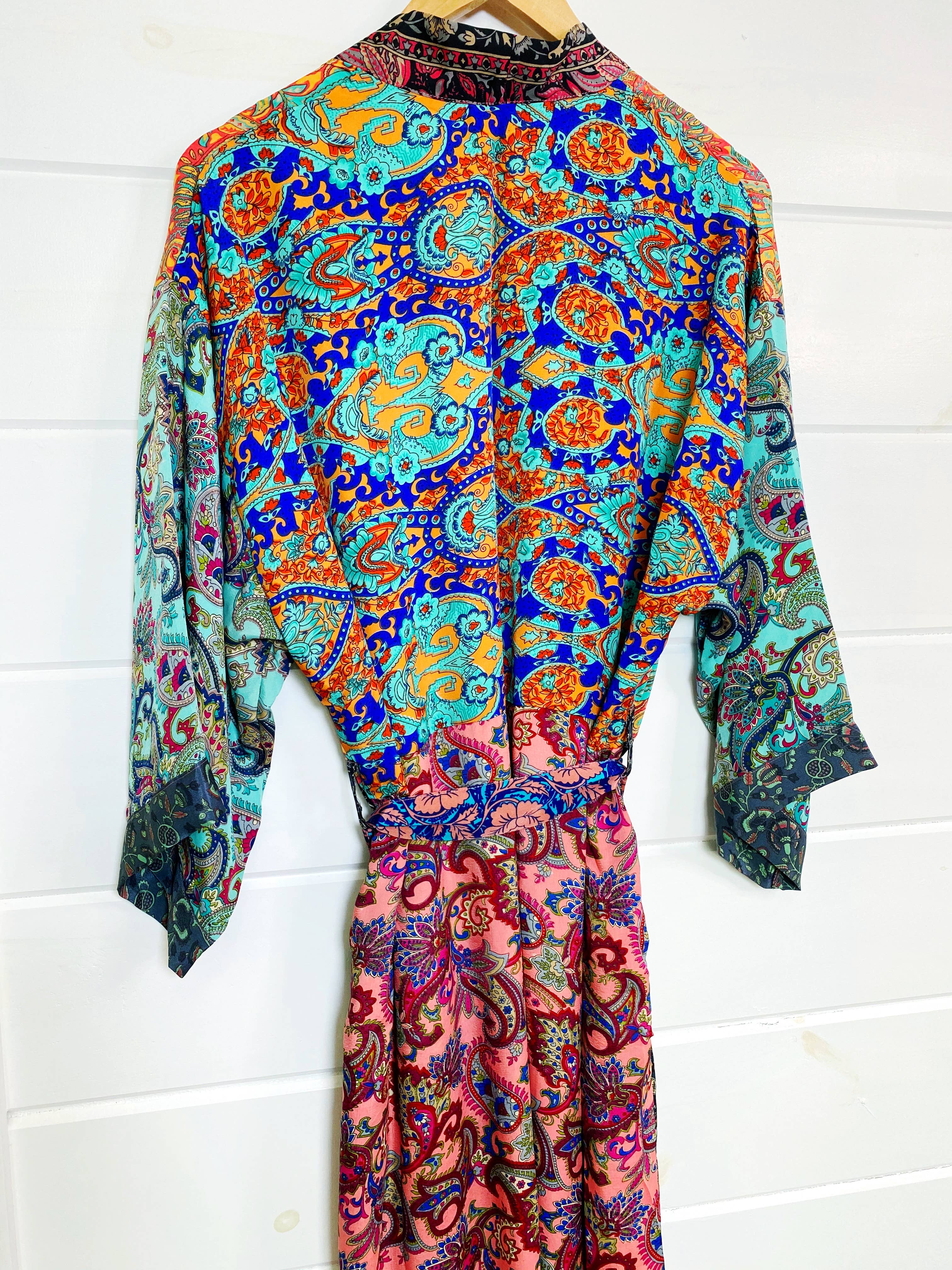 Silk Kimono Robes | Patchwork Kimonos Robes | Full Length: Plus Size (US Sizes 14-22)