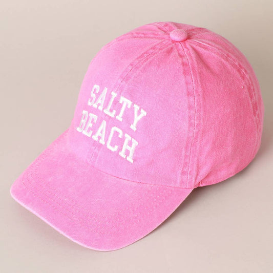 Salty Beach Embroidered Denim Baseball Hat
