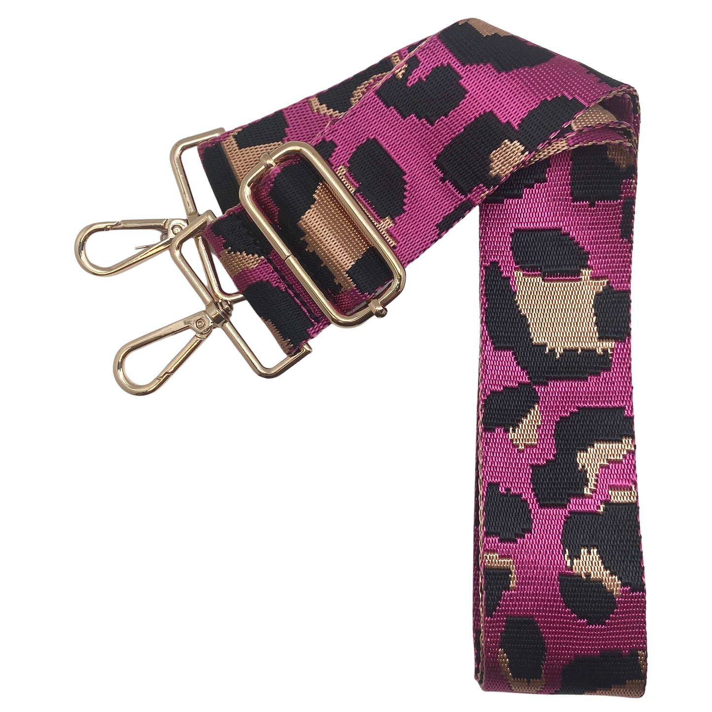 Messenger Bag Strap - Leopard: Fuchsia / Gold