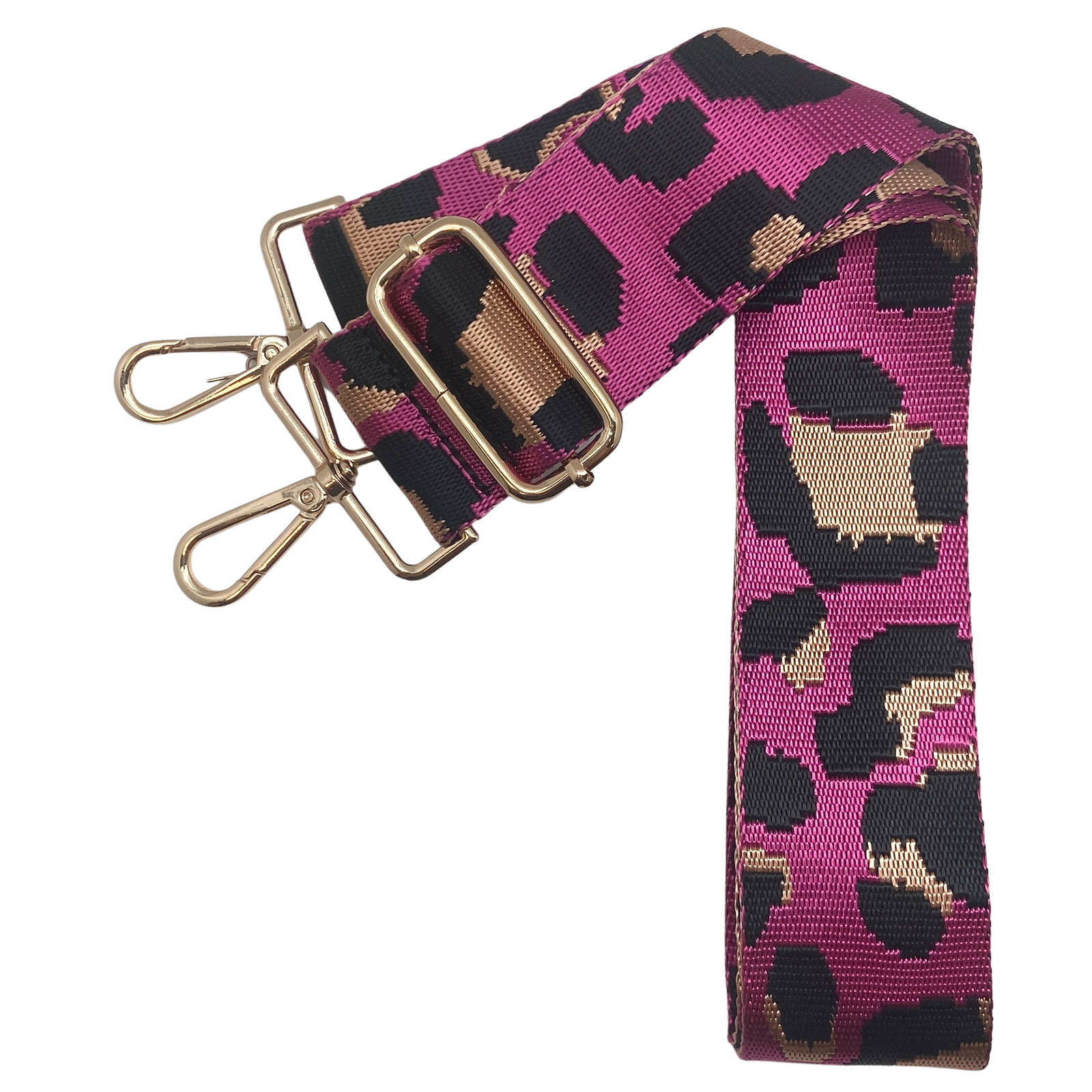 Messenger Bag Strap - Leopard: Fuchsia / Gold