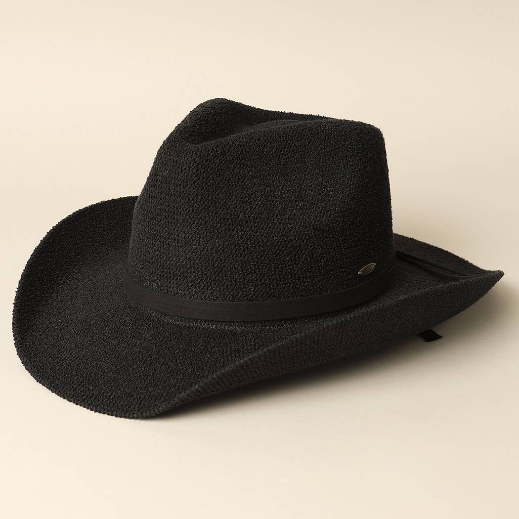 Solid Color Terry Cloth Cowboy Panama Adjustable Sun Hat