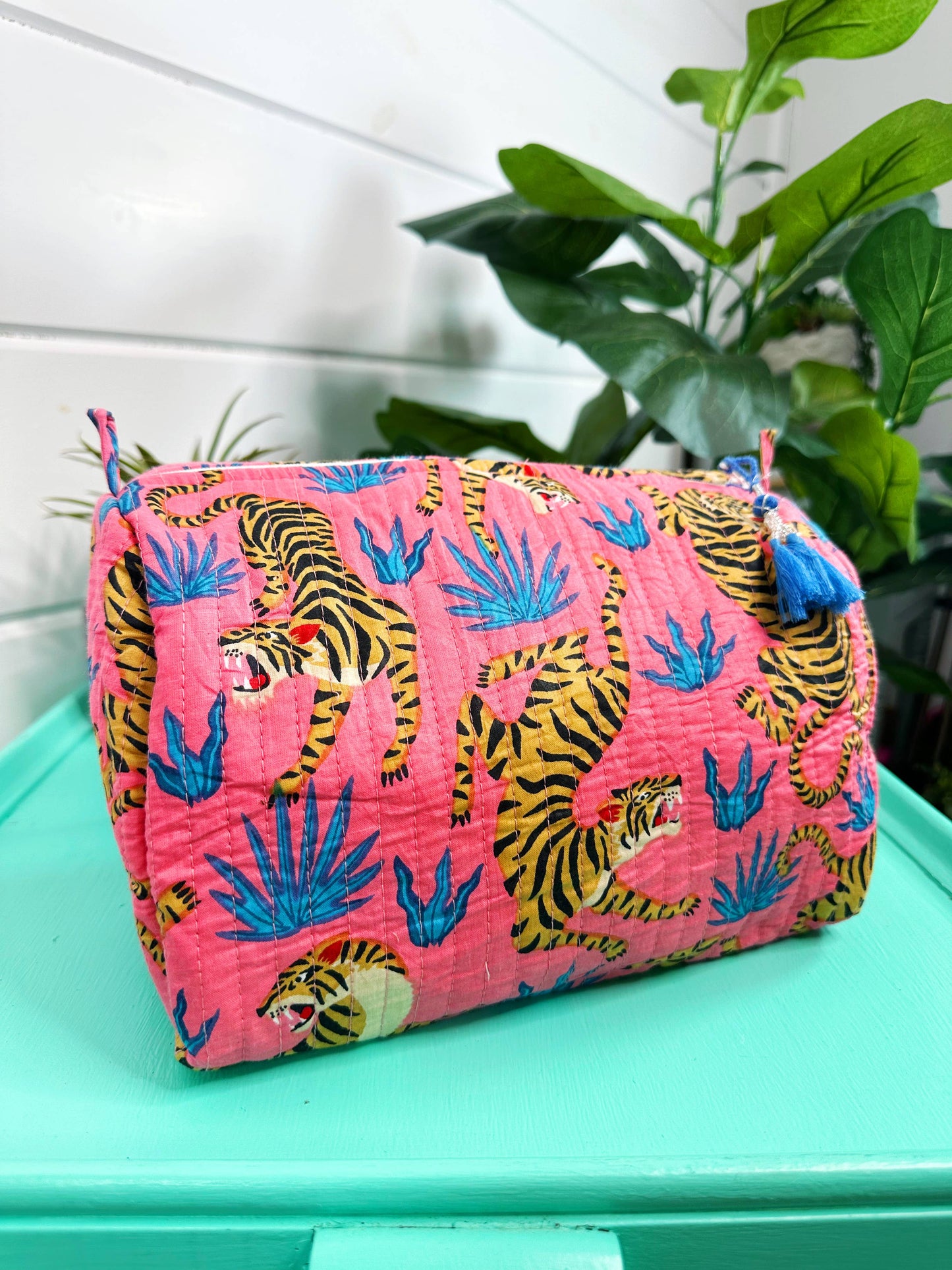 Quilted Makeup Bags | Cosmetic Toiletry Bag | Tiger Print