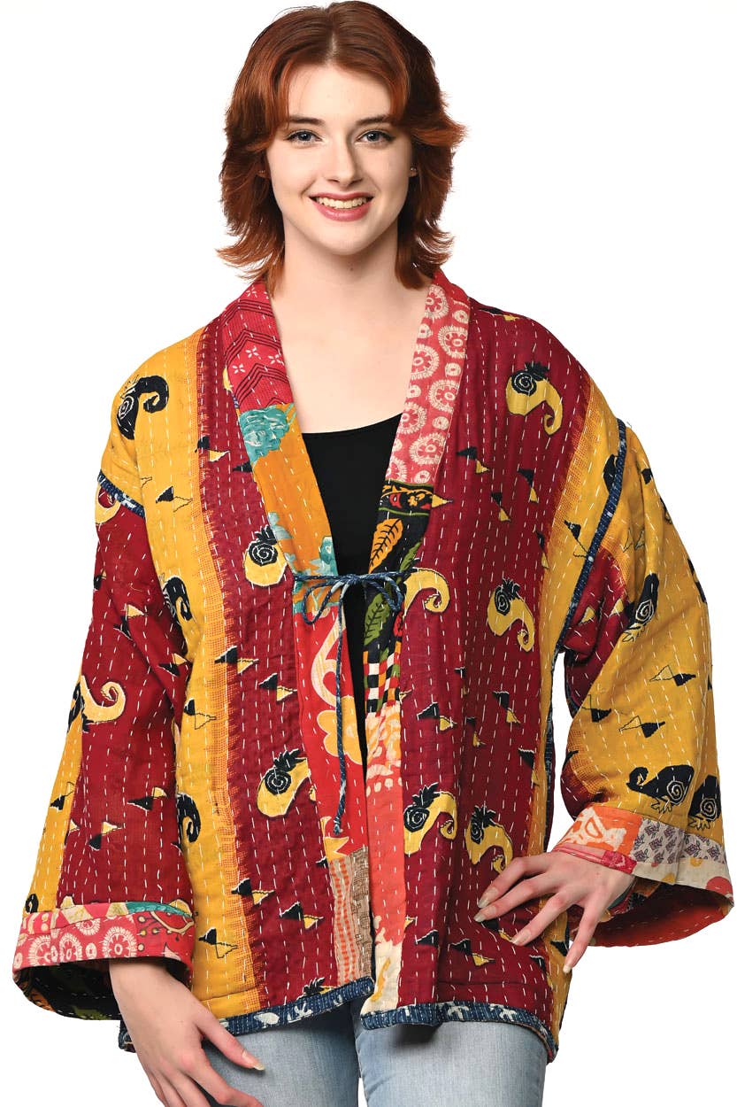 Reversible Cotton Kantha Kimono Jacket