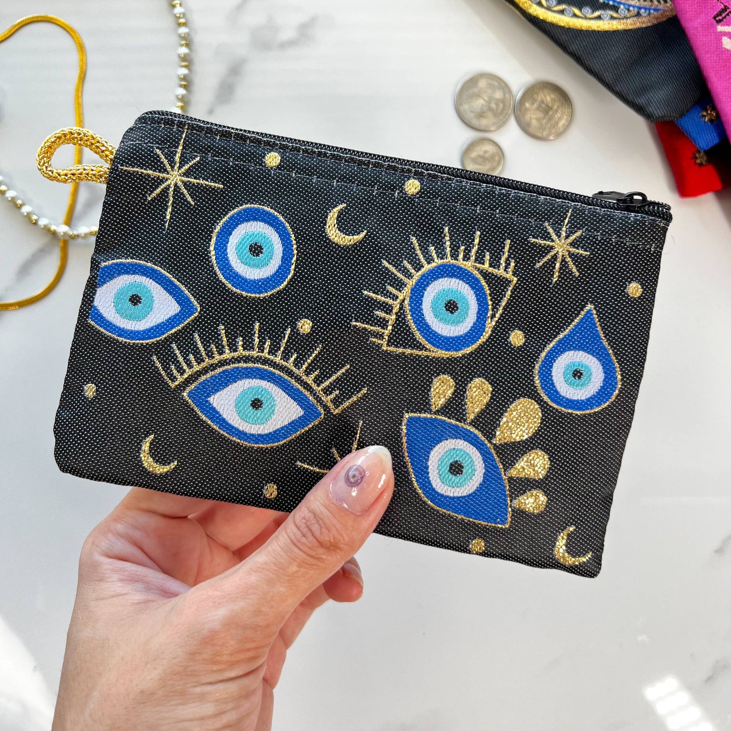 Handmade Coin Purse - Navy Eyes