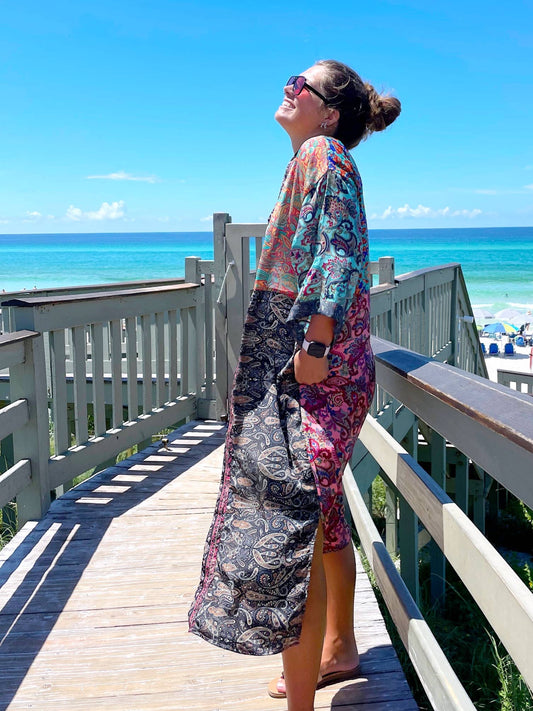 Silk Kimono Robes | Patchwork Kimonos Robes | Full Length: One Size (US Sizes 0-12)