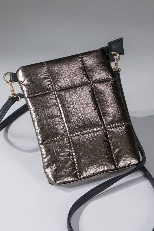 Insulated Metallic Bubble Cross Body Bag: MOON DUST