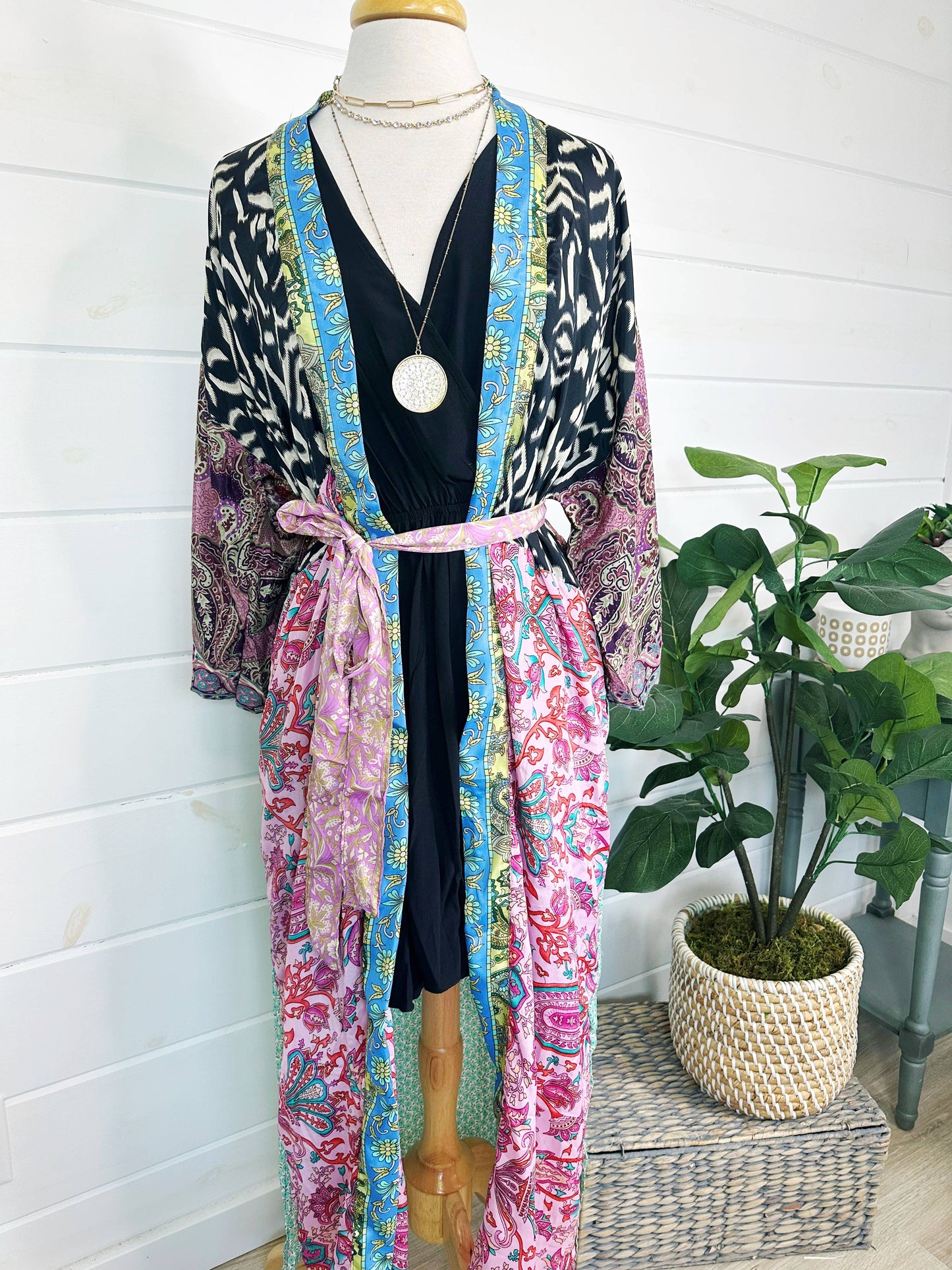 Silk Kimono Robes | Patchwork Kimonos Robes | Full Length: Plus Size (US Sizes 14-22)