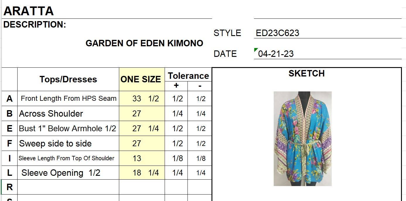 Garden of Eden Kimono / Topper: Blue Floral Print / One Size