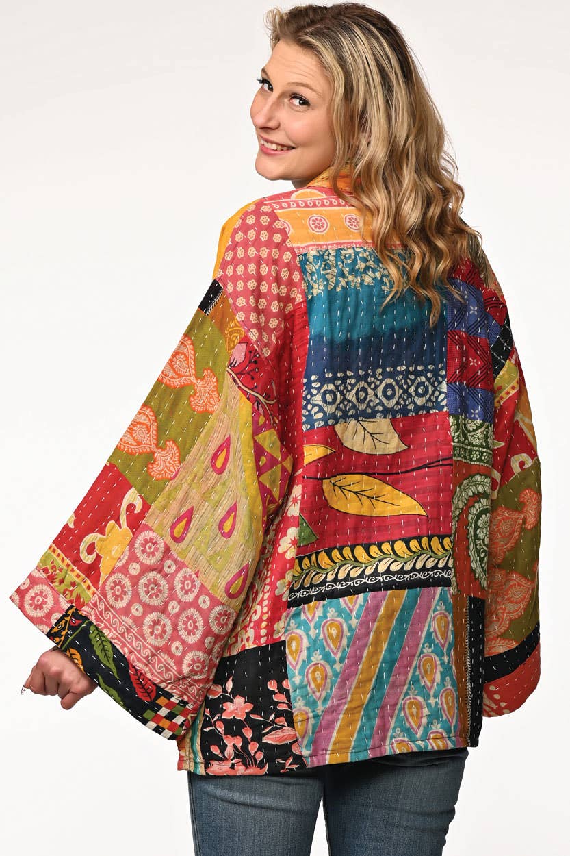 Reversible Cotton Kantha Kimono Jacket