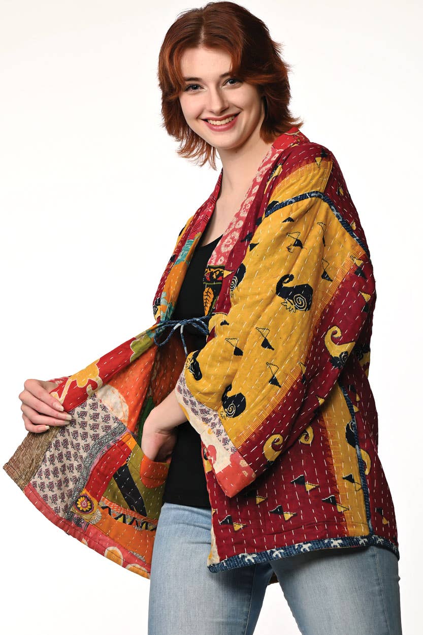 Reversible Cotton Kantha Kimono Jacket