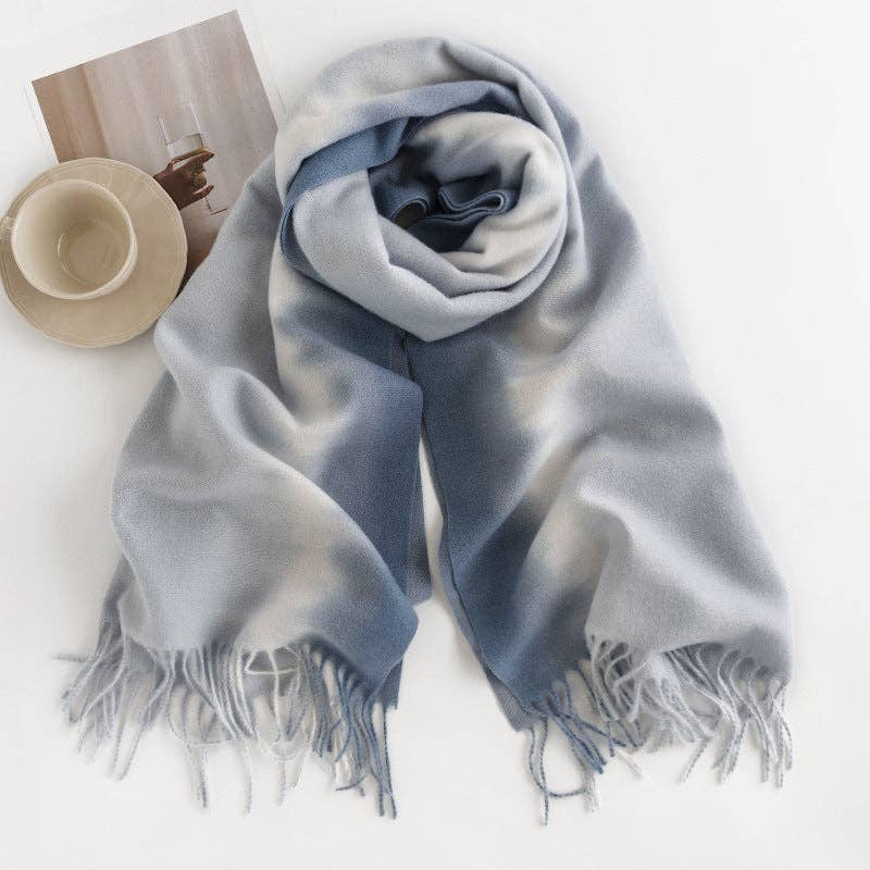 Scarvii - Elegant Lady Style Gradient Scarf: SKY