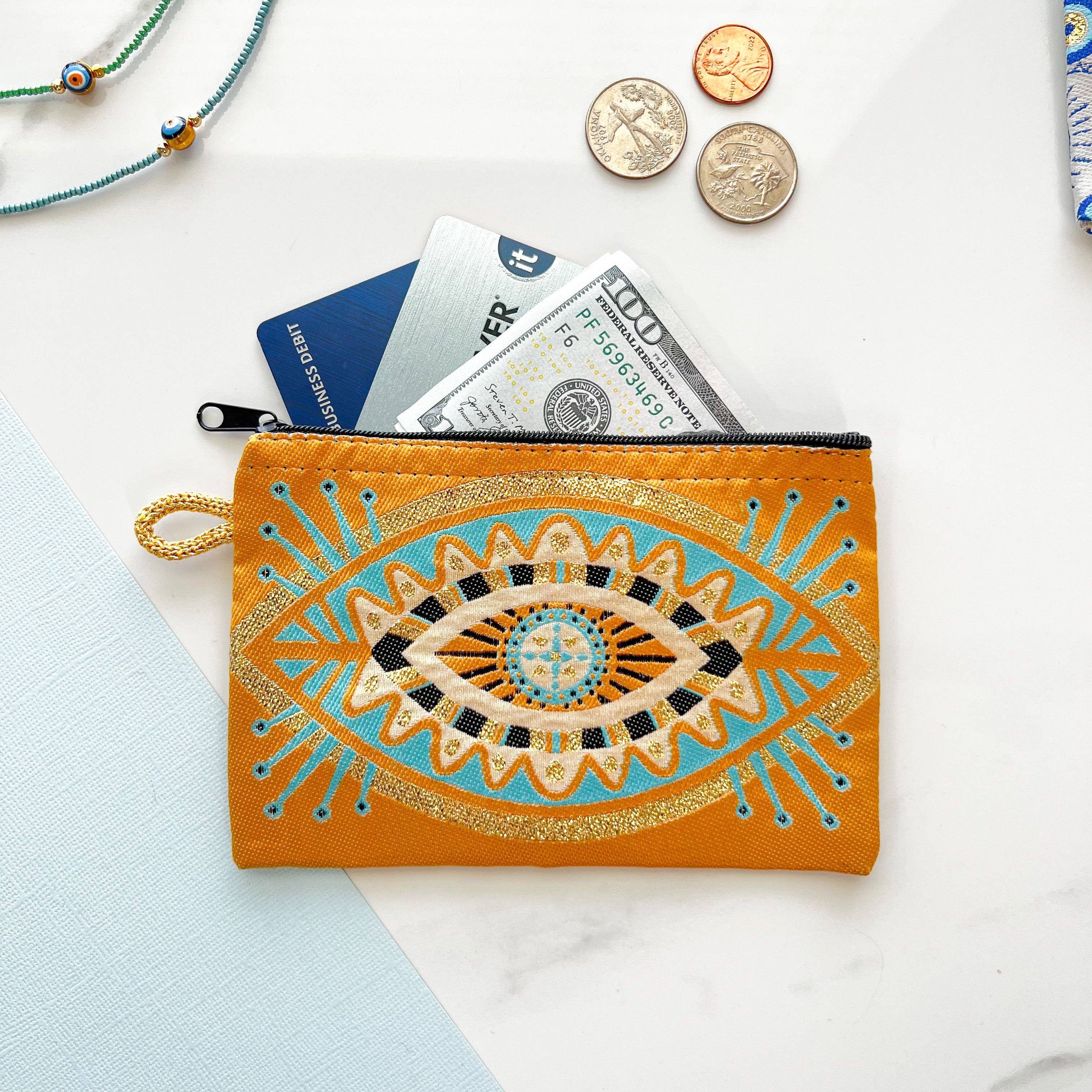 Handmade Boho Coin Purse - Orange