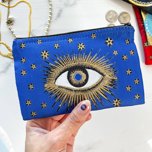 Handmade Coin Purse - Blue Stars