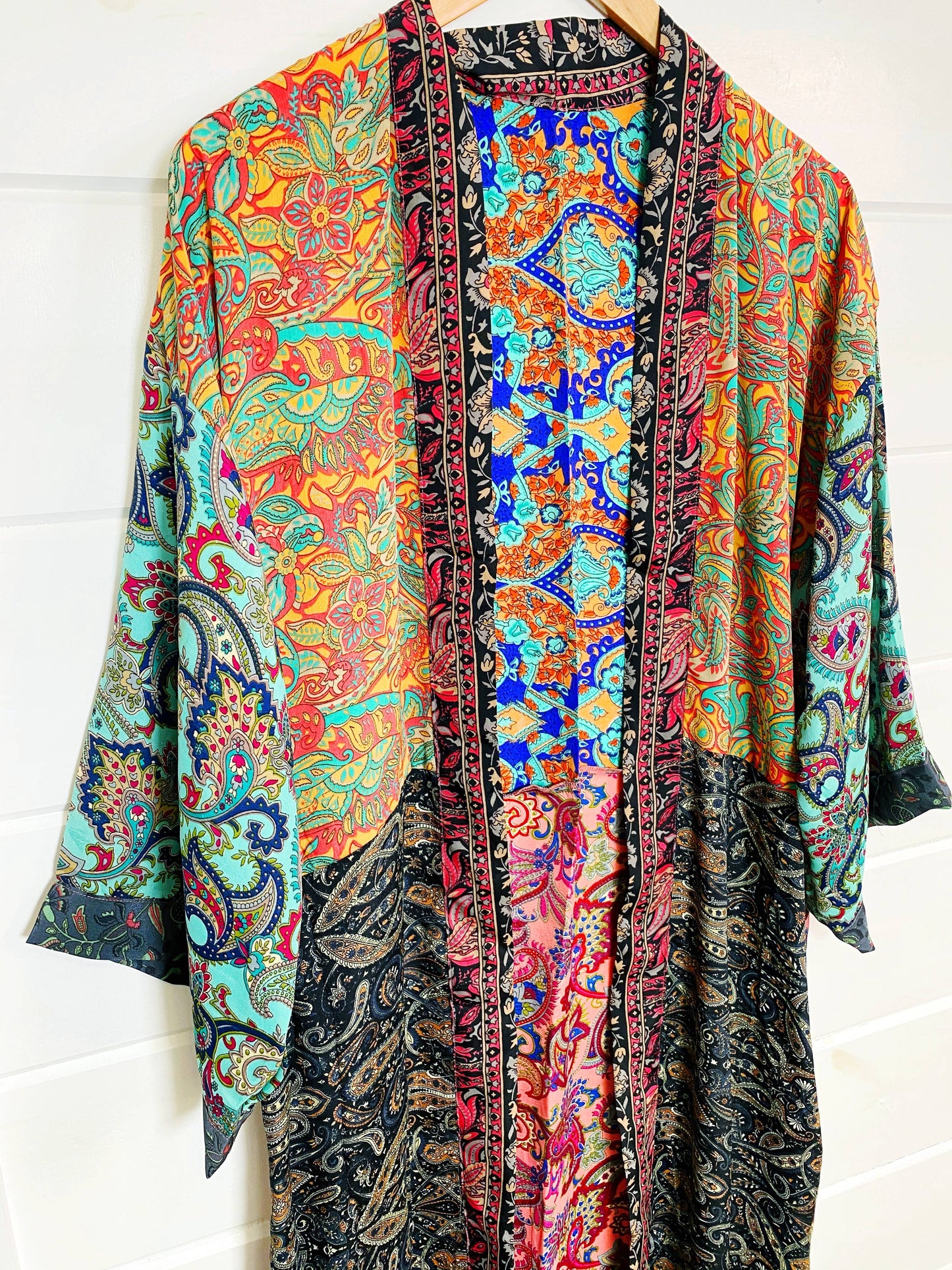 Silk Kimono Robes | Patchwork Kimonos Robes | Full Length: Plus Size (US Sizes 14-22)