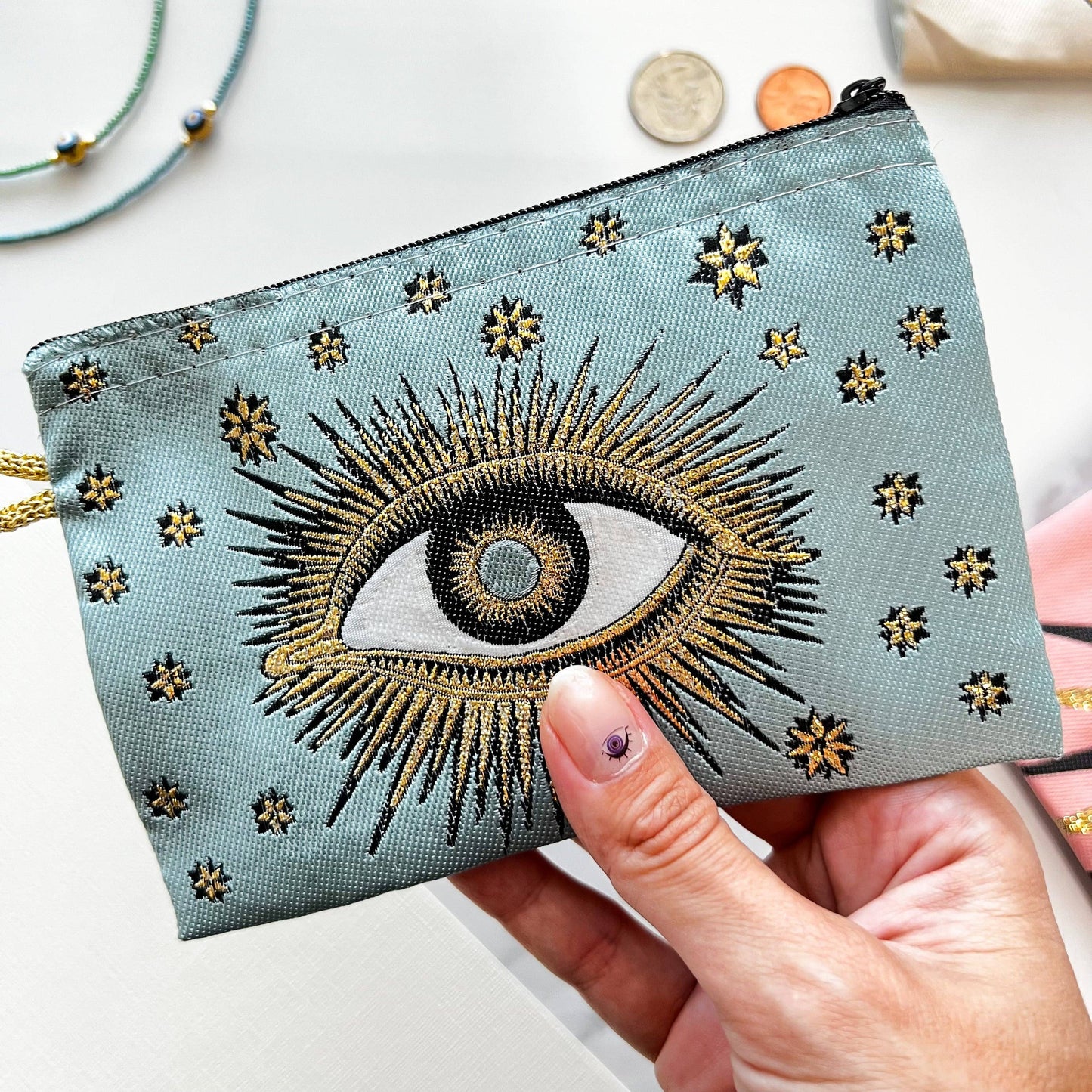 Handmade Boho Coin Purse - Blue Eye