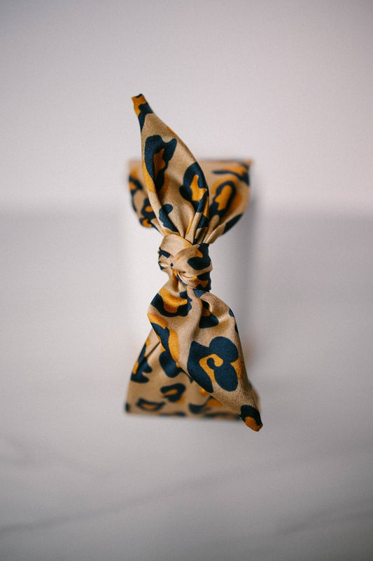 Leopard Print Boho Satin Scarf Bow Knot Headband