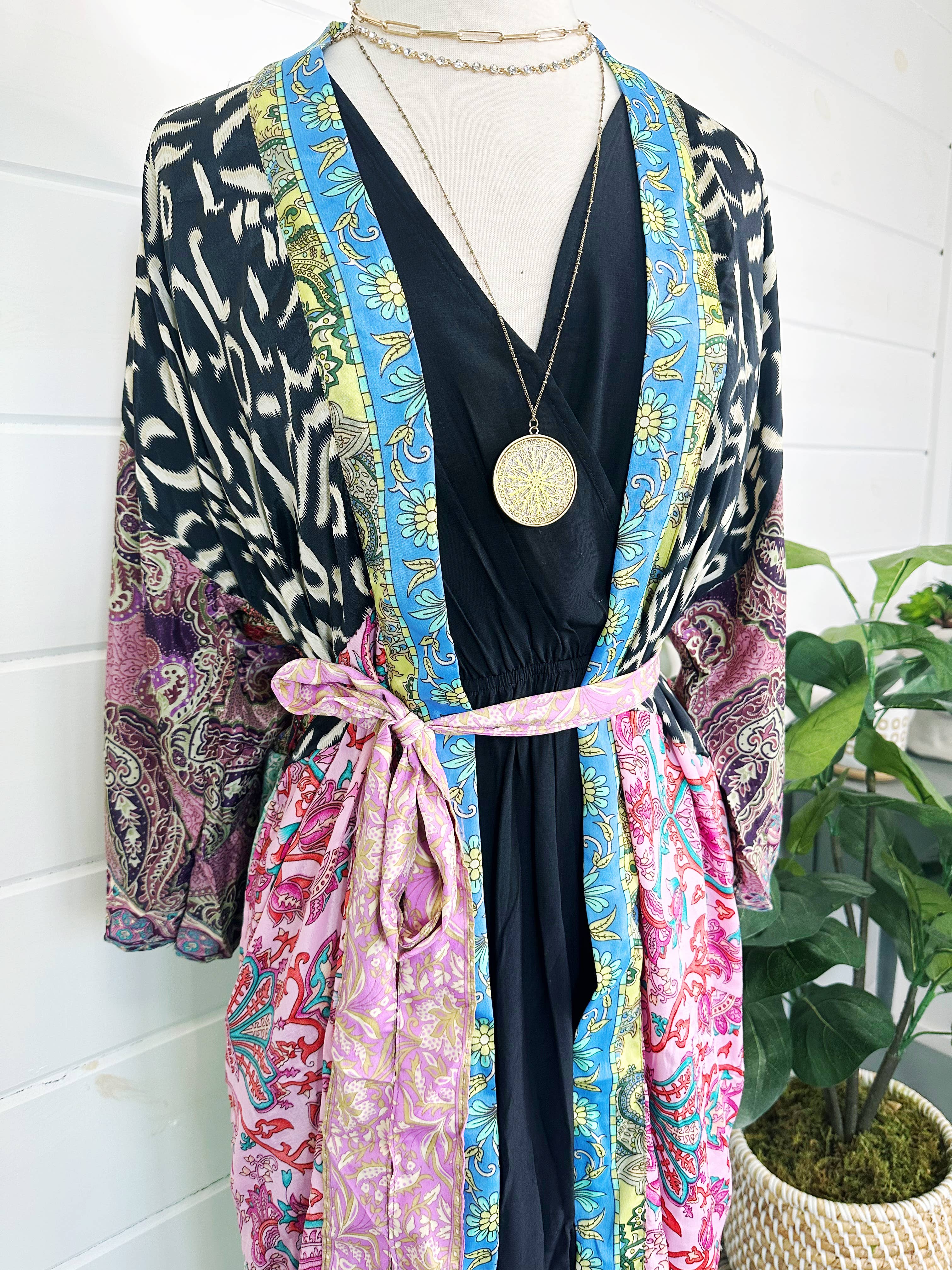 Silk Kimono Robes | Patchwork Kimonos Robes | Full Length: Plus Size (US Sizes 14-22)