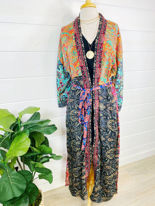 Silk Kimono Robes | Patchwork Kimonos Robes | Full Length: One Size (US Sizes 0-12)