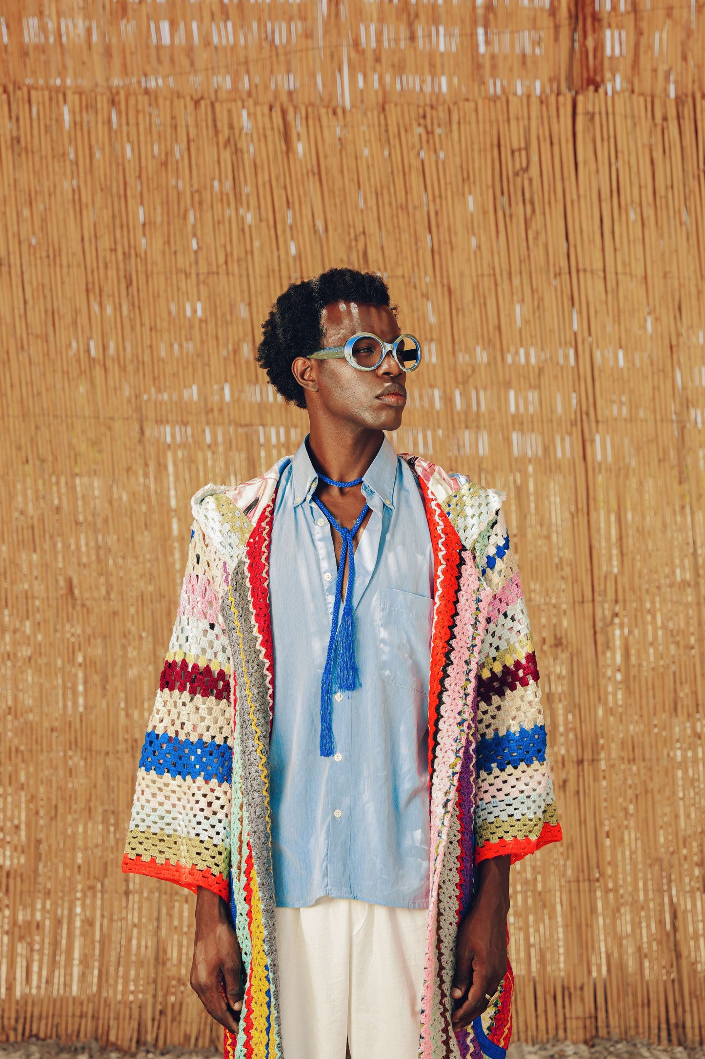 Atlas Thread Hooded Crochet Trench Coat - Bloom