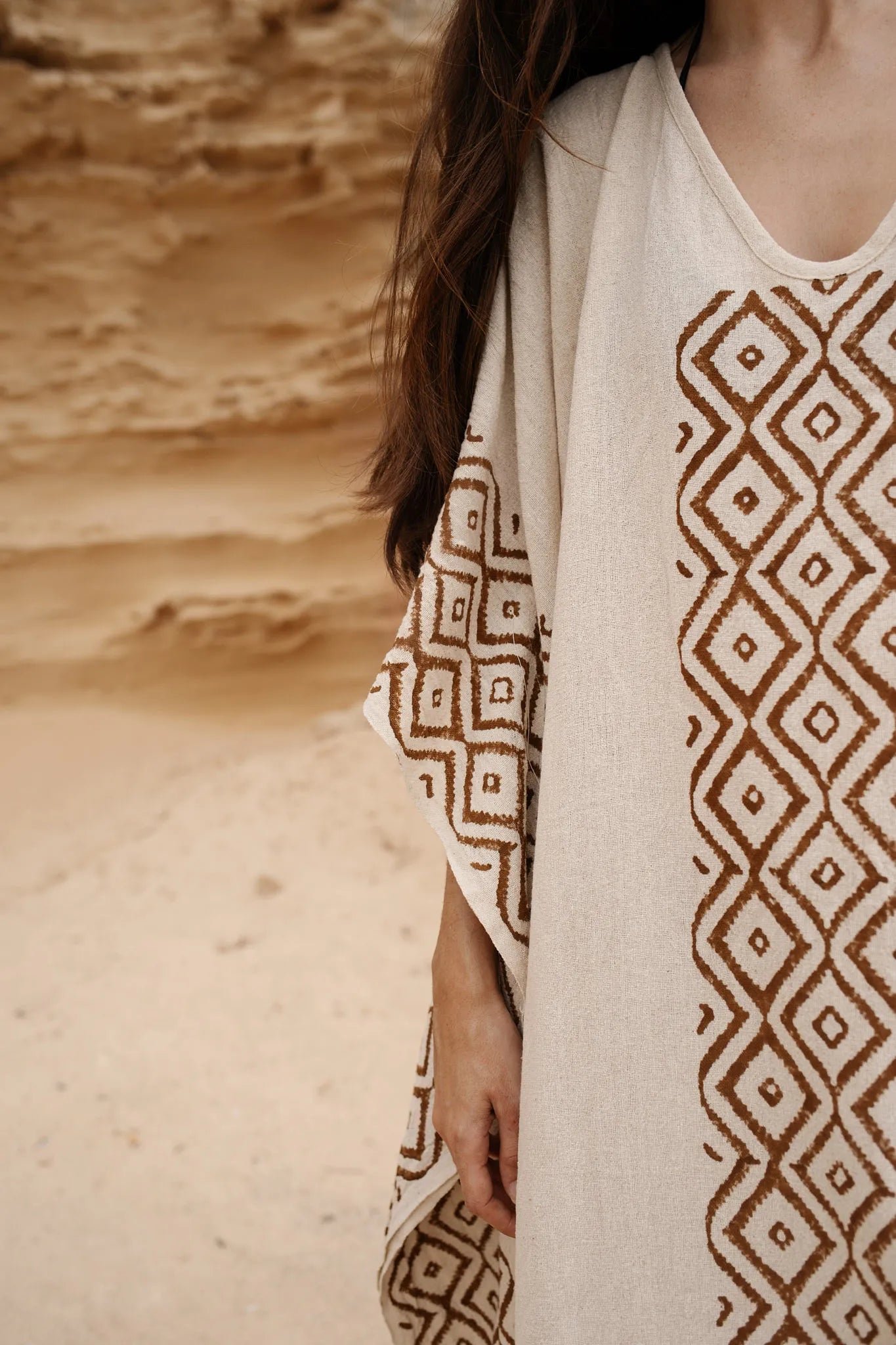 Blockprint Maxi Poncho